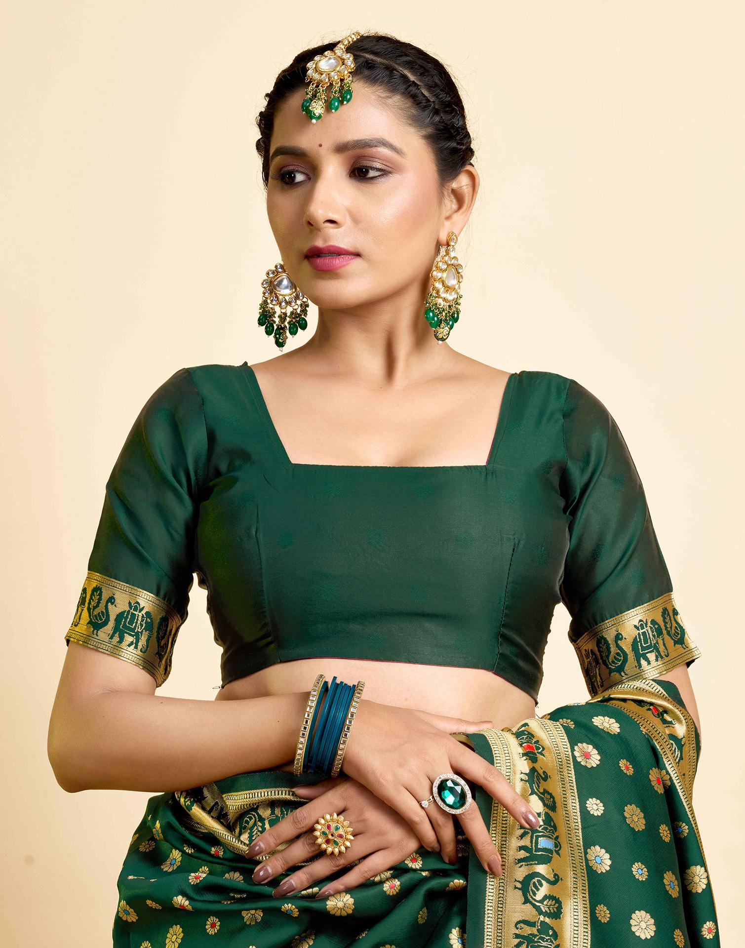Dark Green Silk Woven Paithani Saree