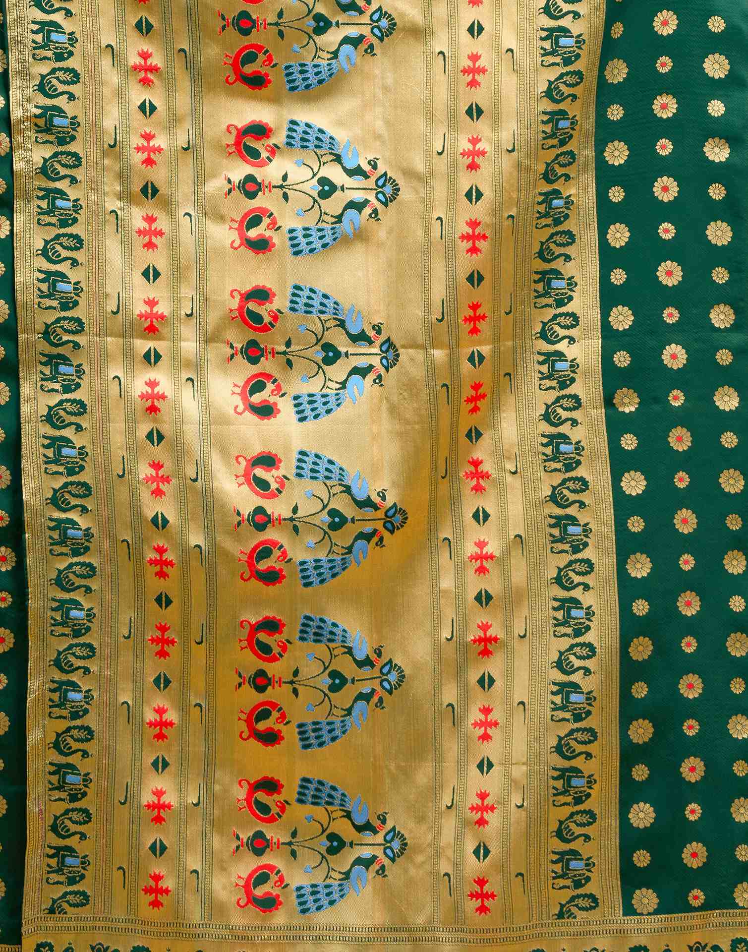 Dark Green Silk Woven Paithani Saree