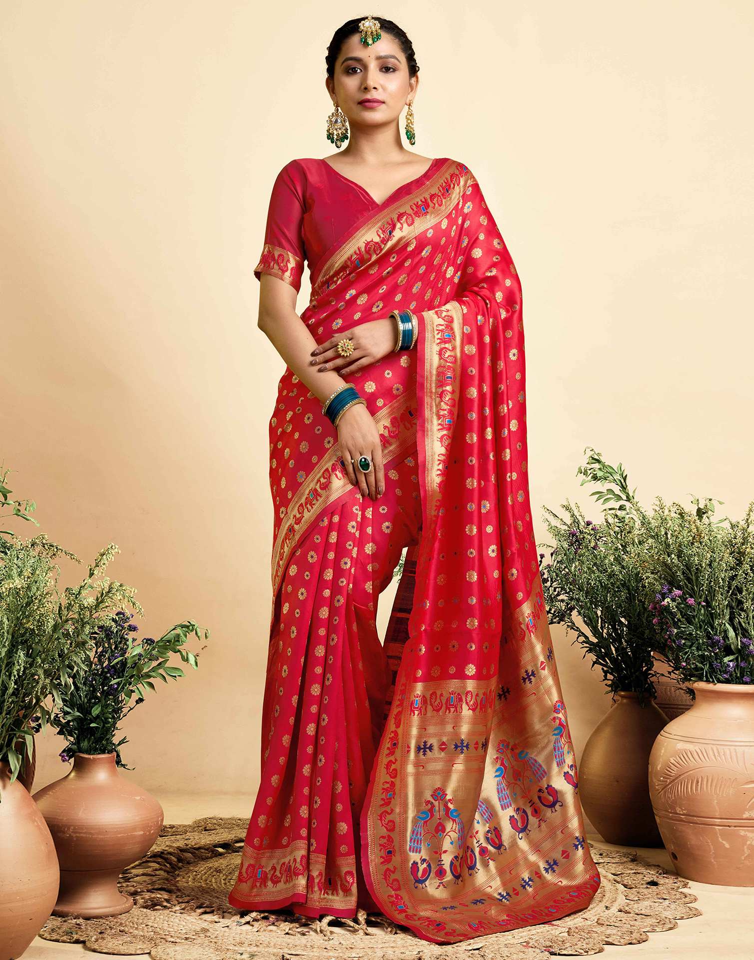 Red Silk Woven Paithani Saree