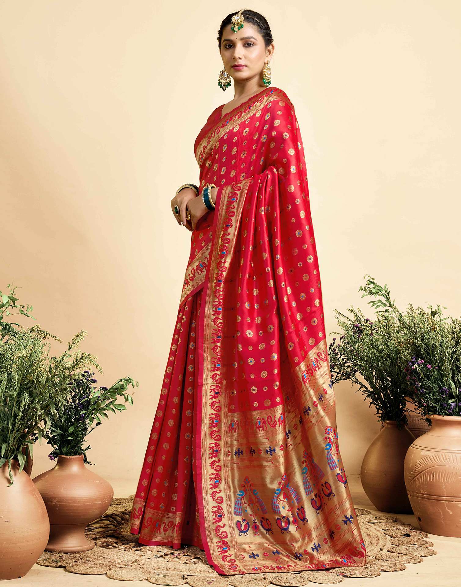 Red Silk Woven Paithani Saree