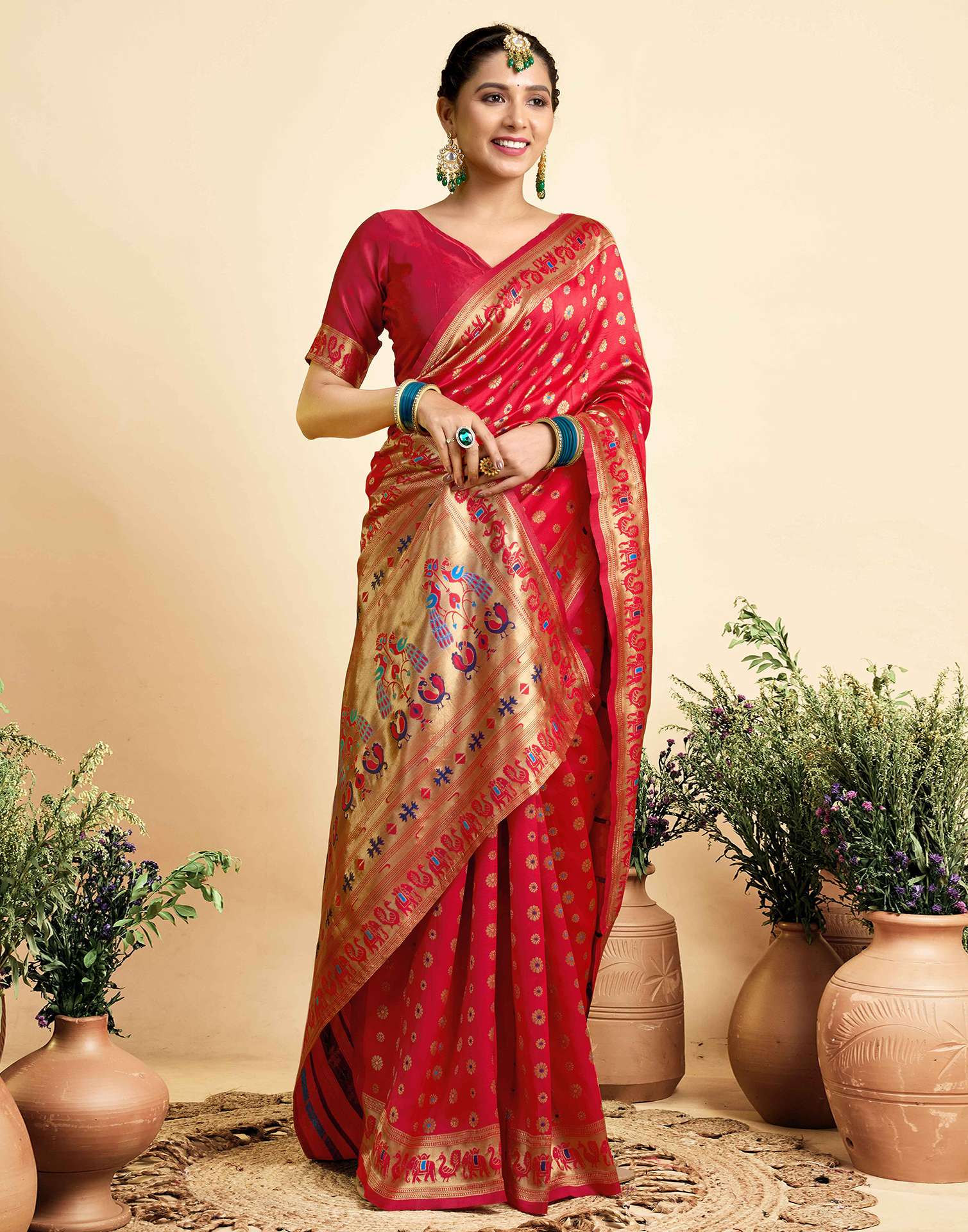 Red Silk Woven Paithani Saree