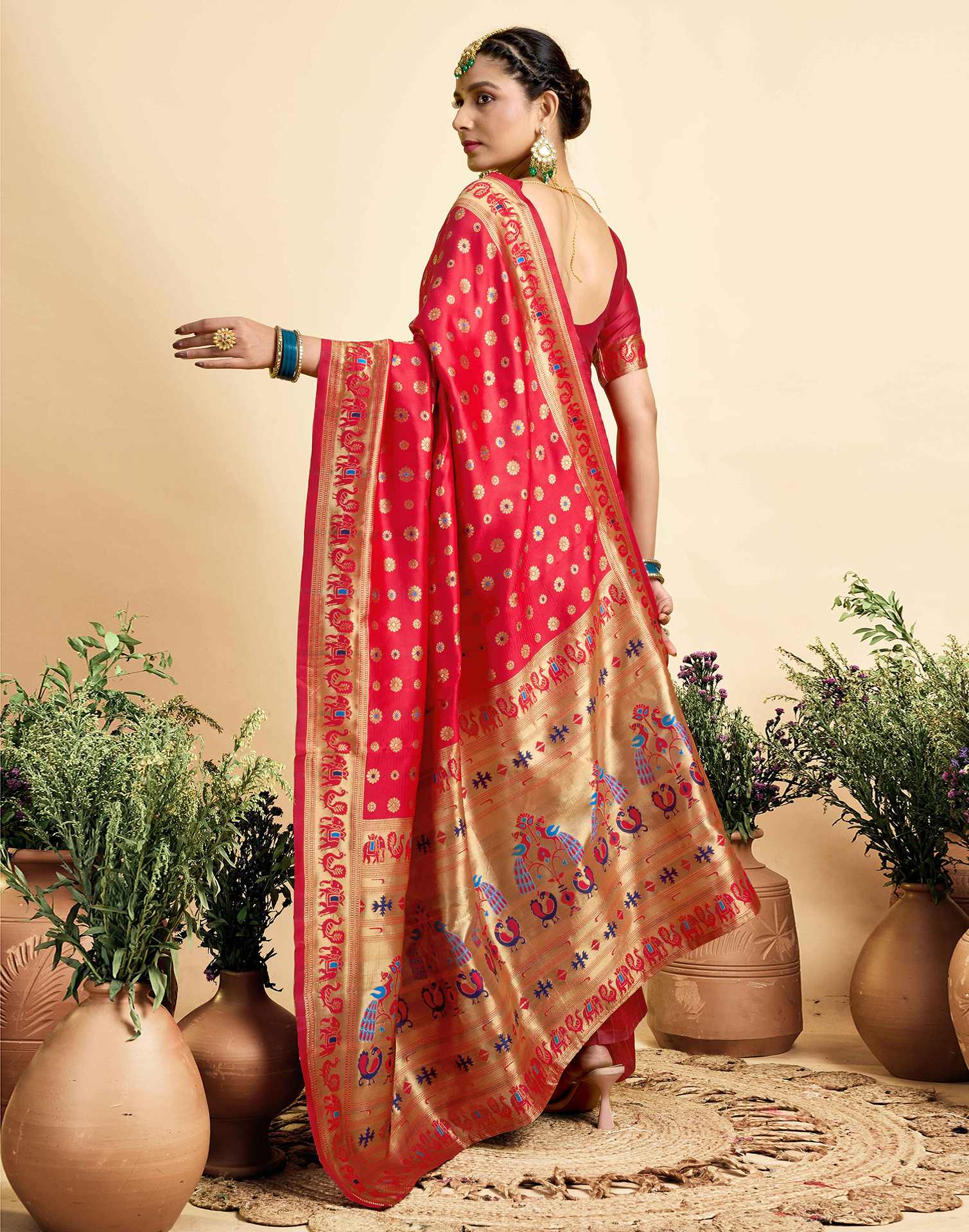 Red Silk Woven Paithani Saree