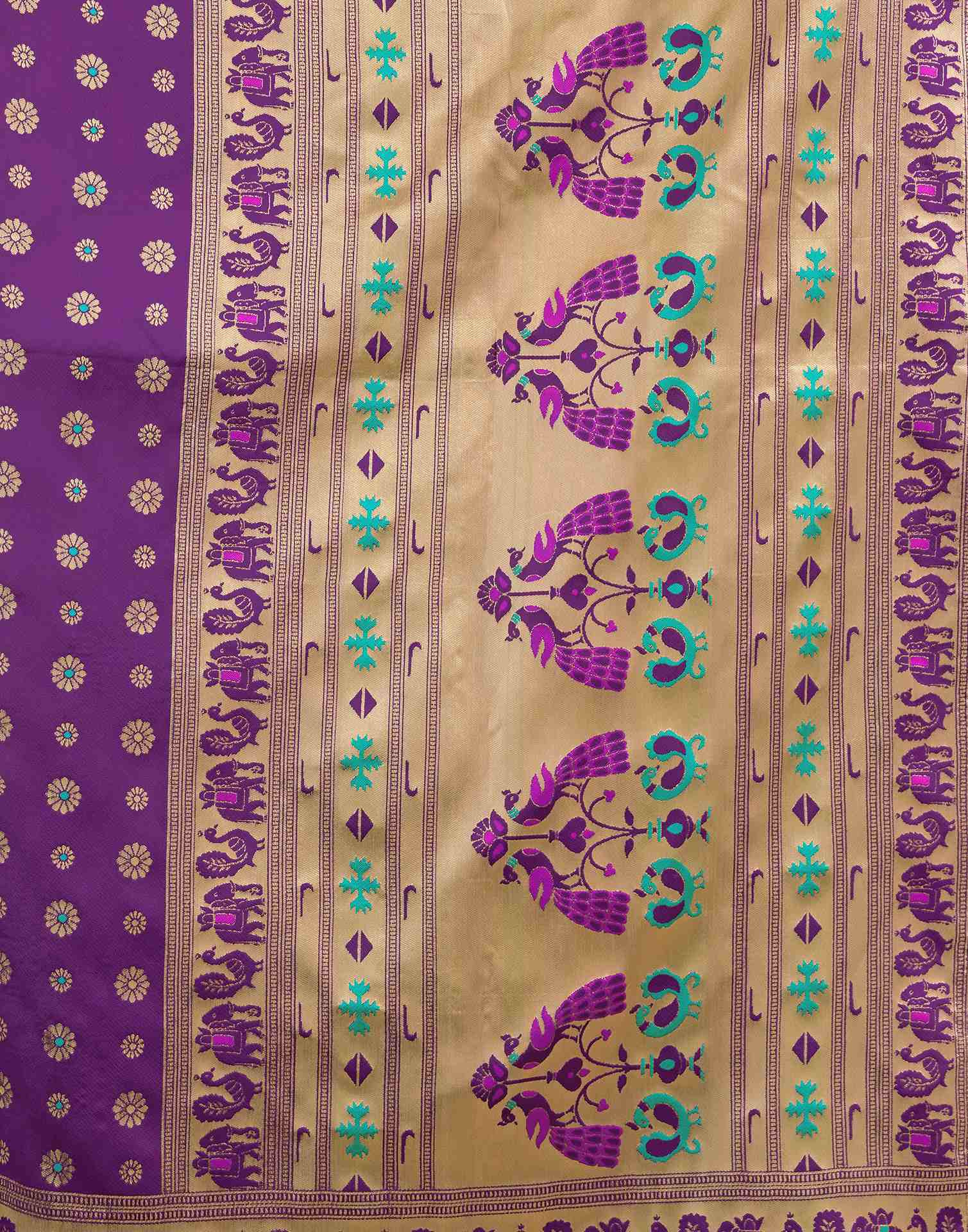 Dark Violet Silk Woven Paithani Saree