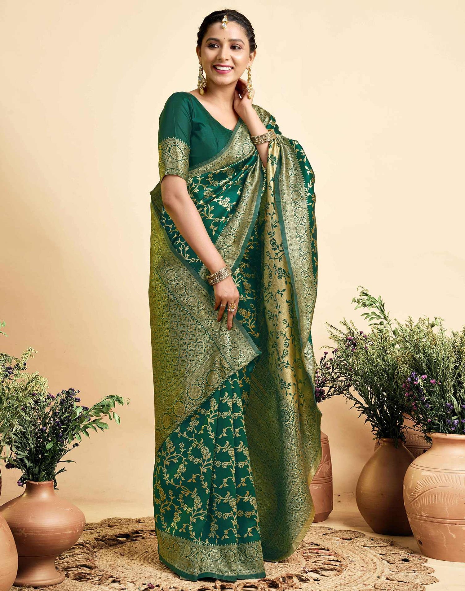 Green Silk Woven Banarasi Saree