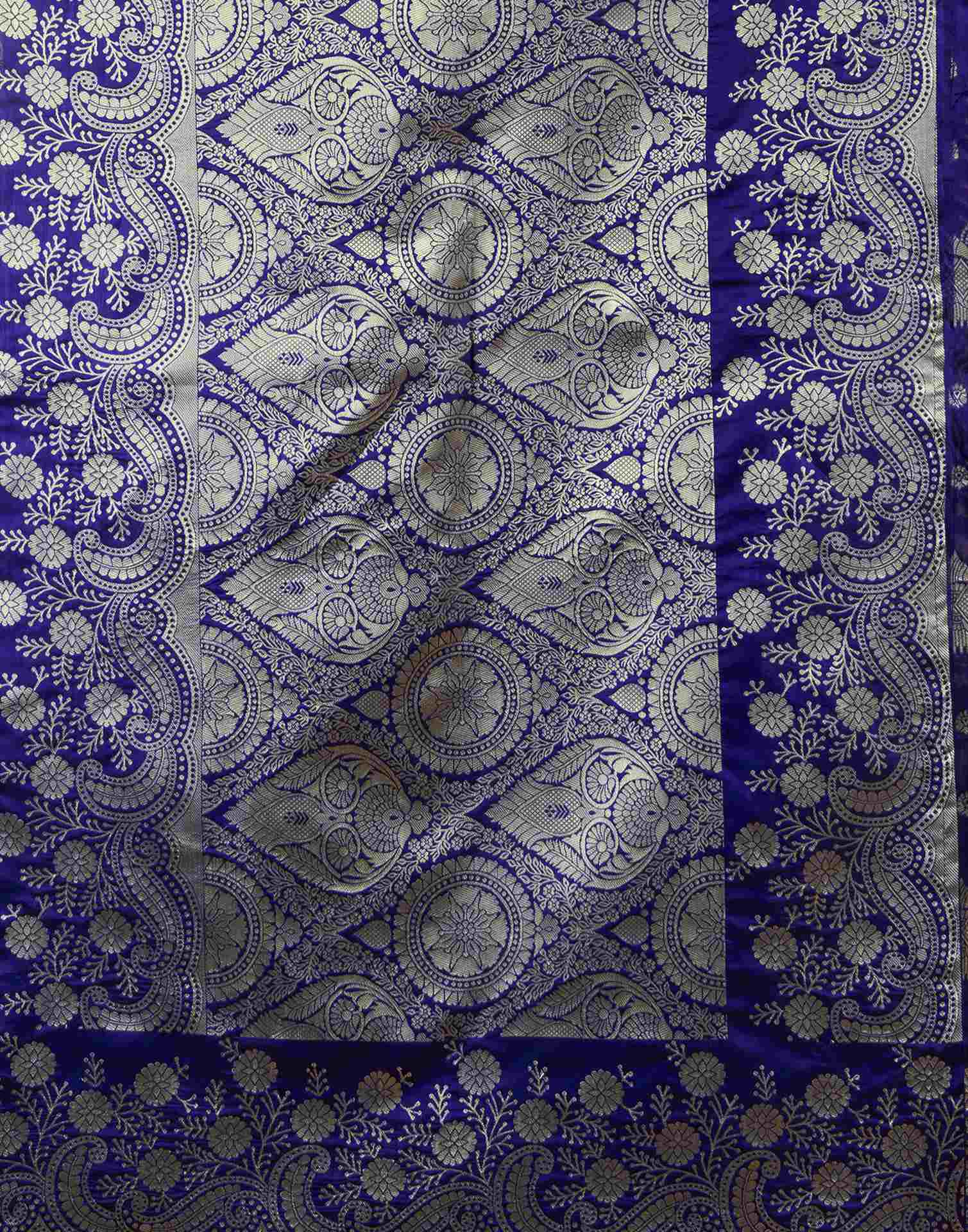 Navy Blue Silk Woven Saree