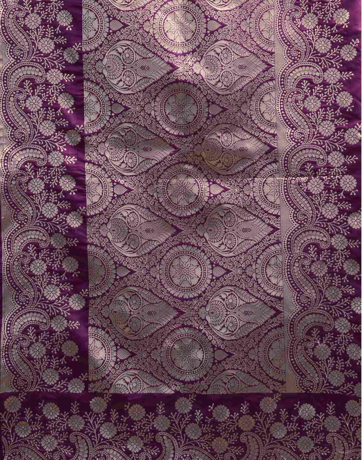 Dark Wine Silk Woven Saree