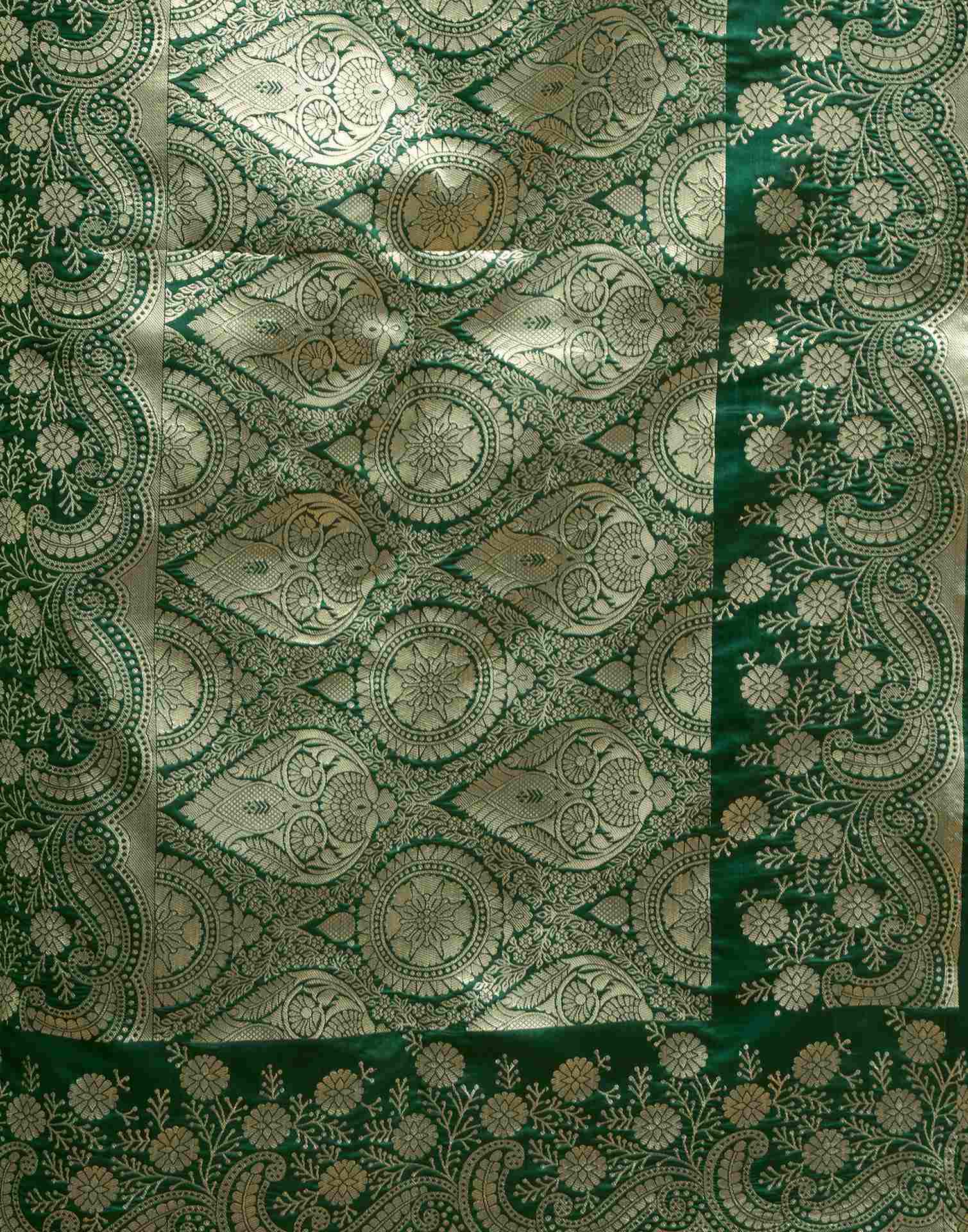Dark Green Silk Woven Saree