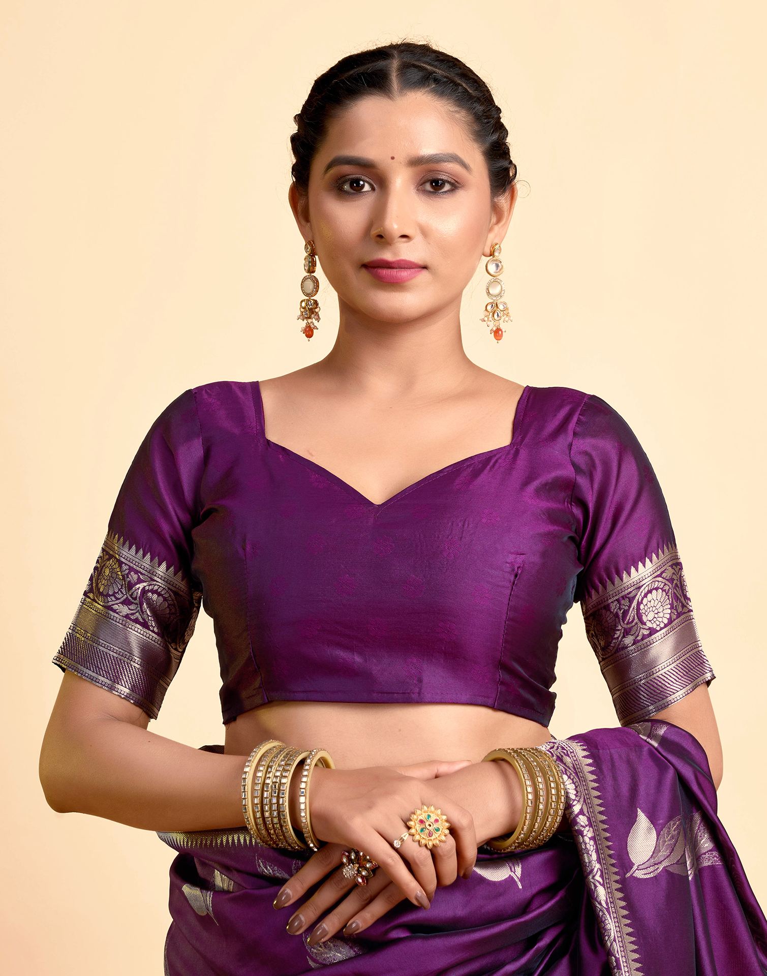 Dark Wine Silk Woven Saree
