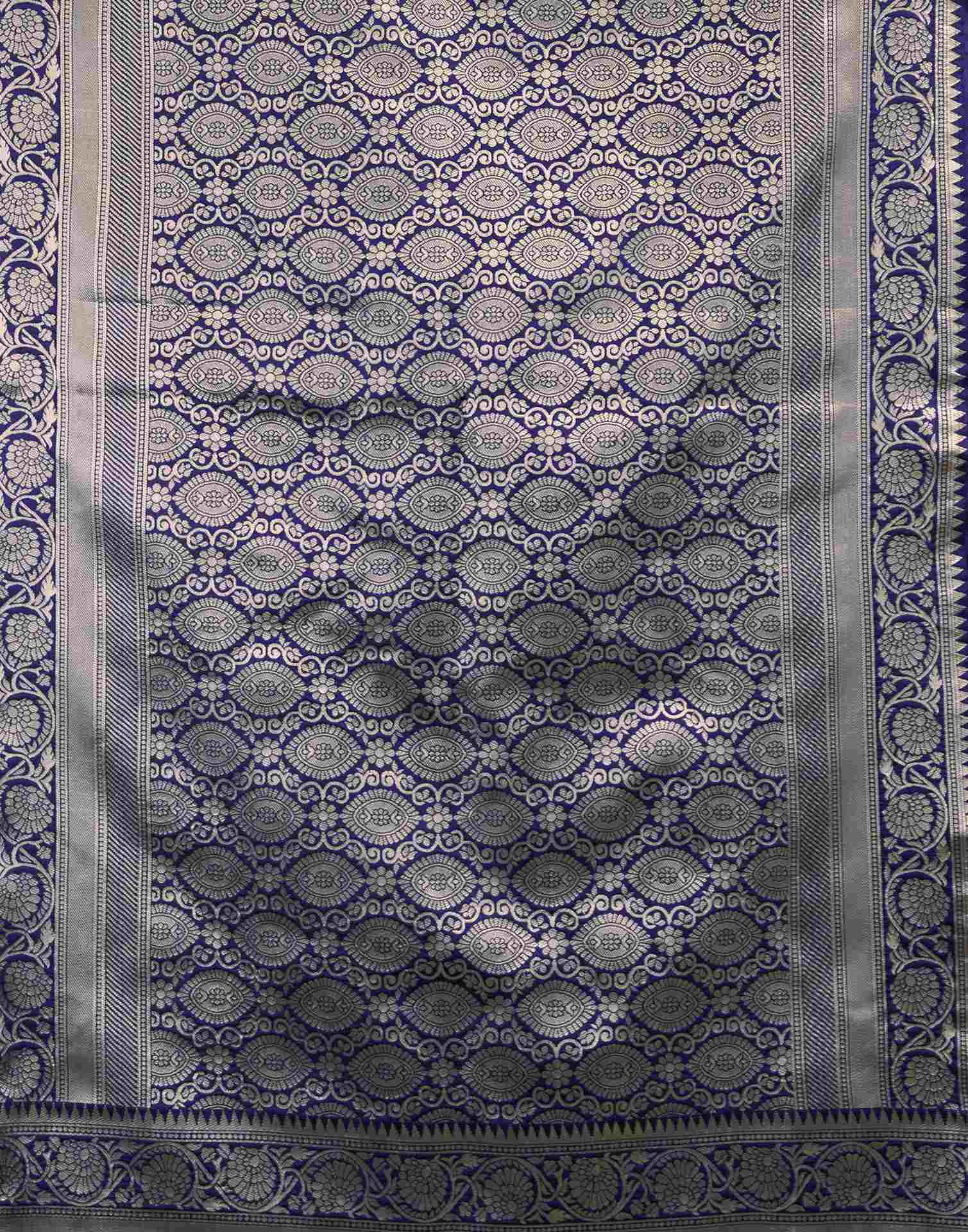 Navy Blue Silk Woven Saree