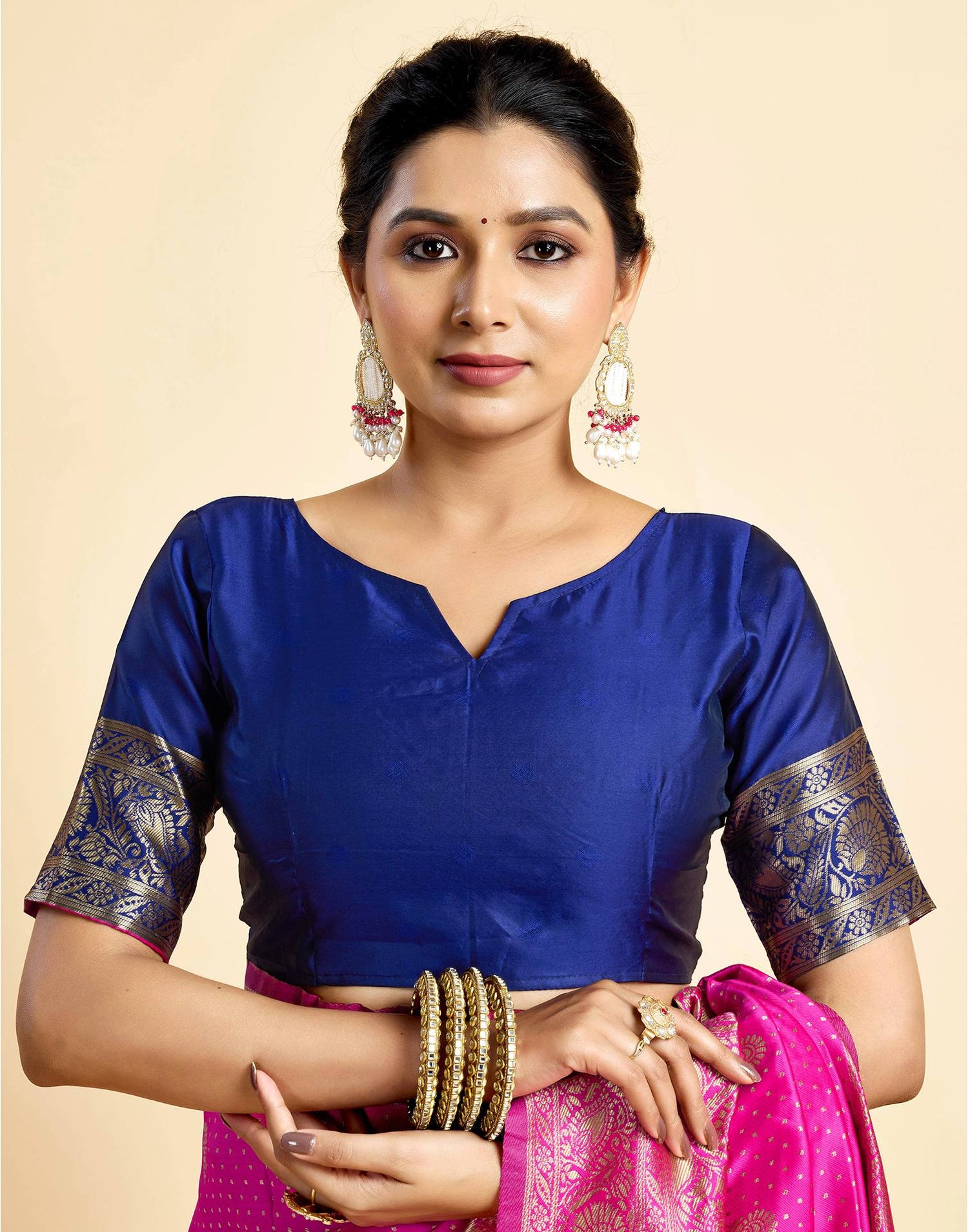 Rani Pink Silk Woven Banarasi Saree