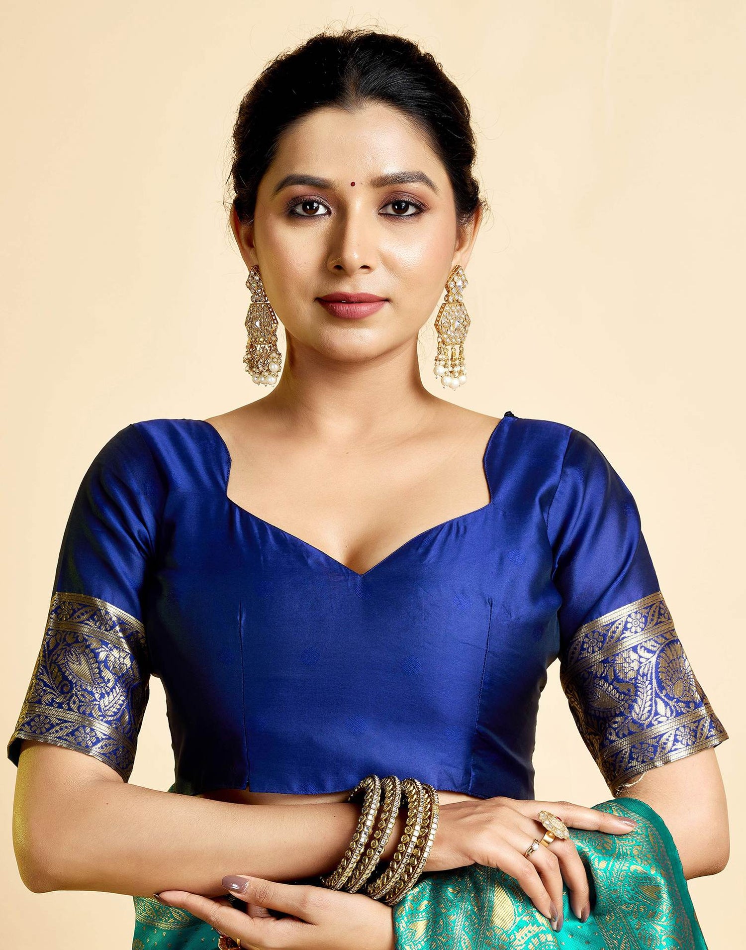 Teal Green Silk Woven Banarasi Saree