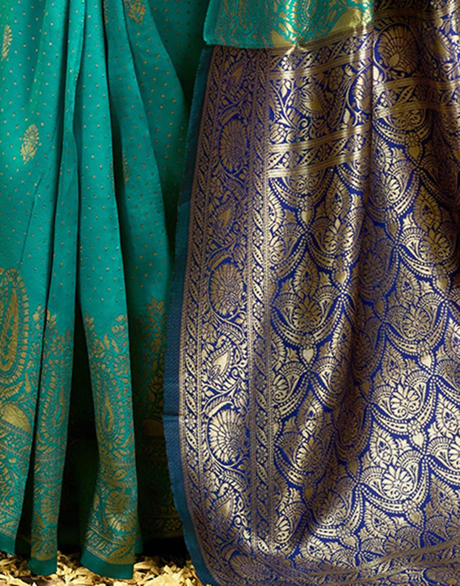 Teal Green Silk Woven Banarasi Saree