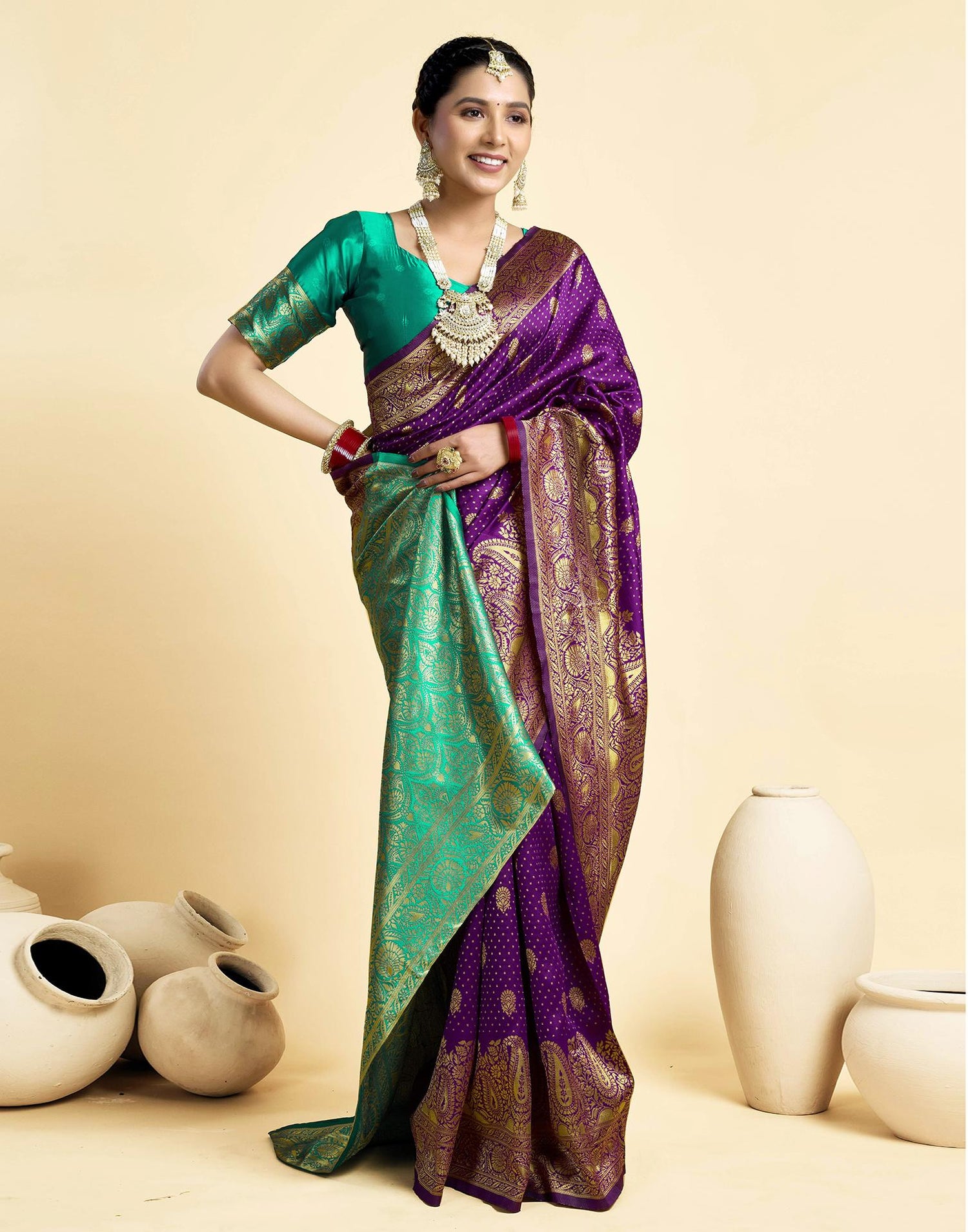 Dark Wine Silk Woven Banarasi Saree