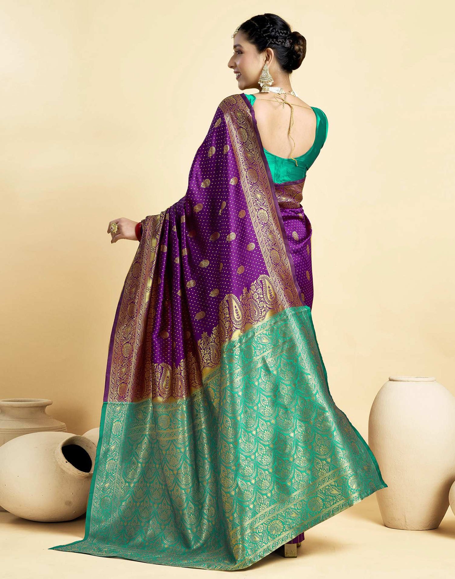 Dark Wine Silk Woven Banarasi Saree
