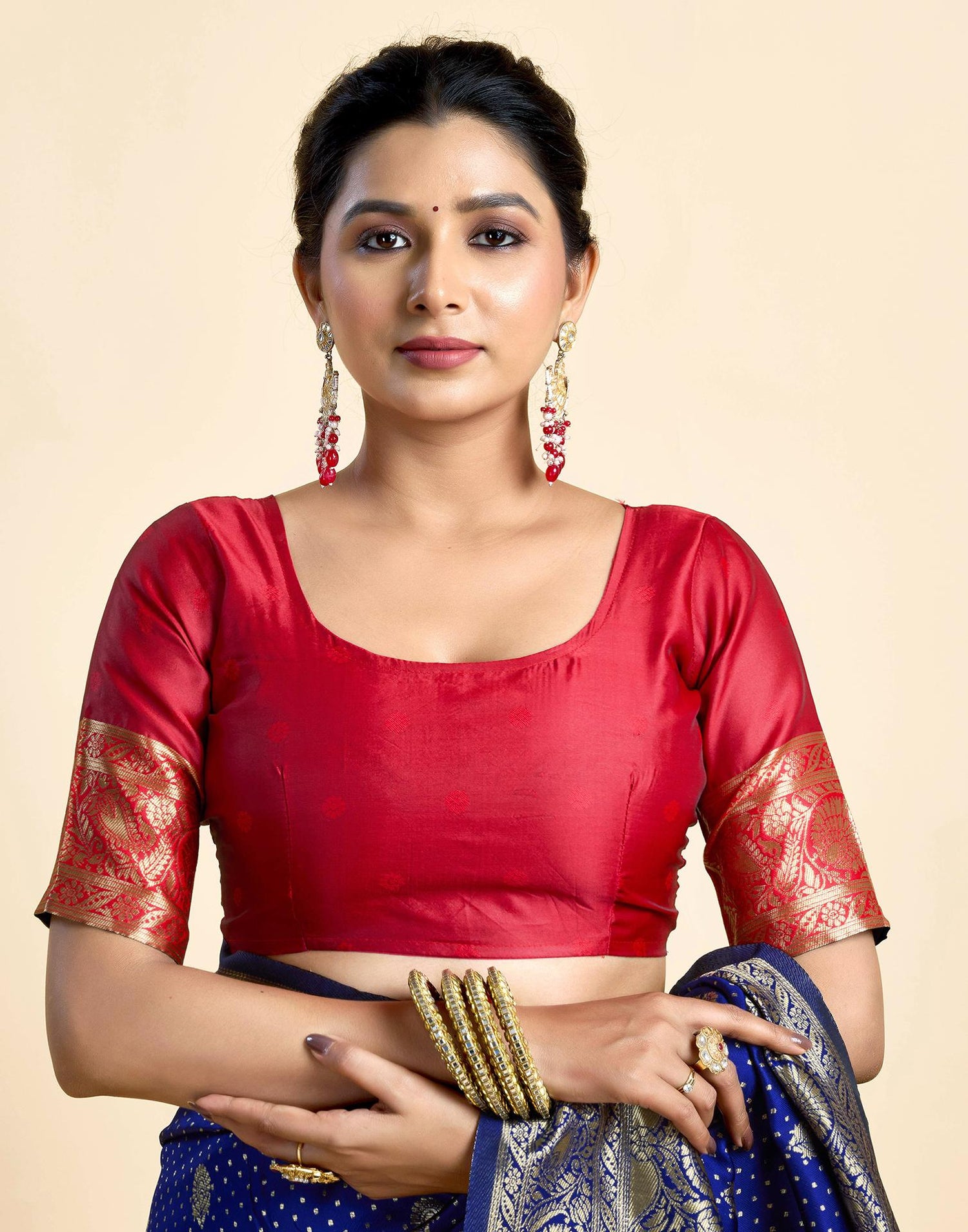 Navy Blue Silk Woven Banarasi Saree