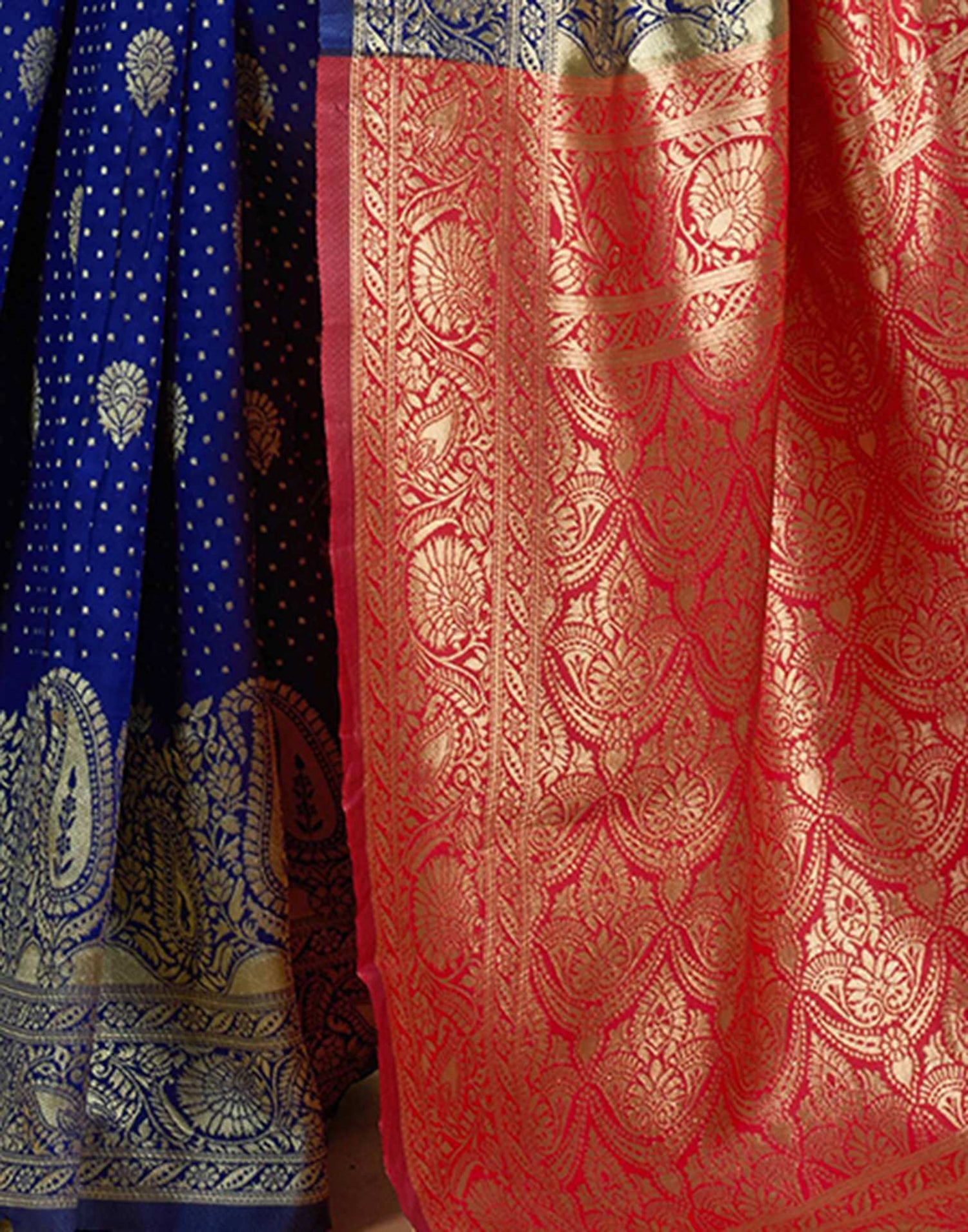 Navy Blue Silk Woven Banarasi Saree