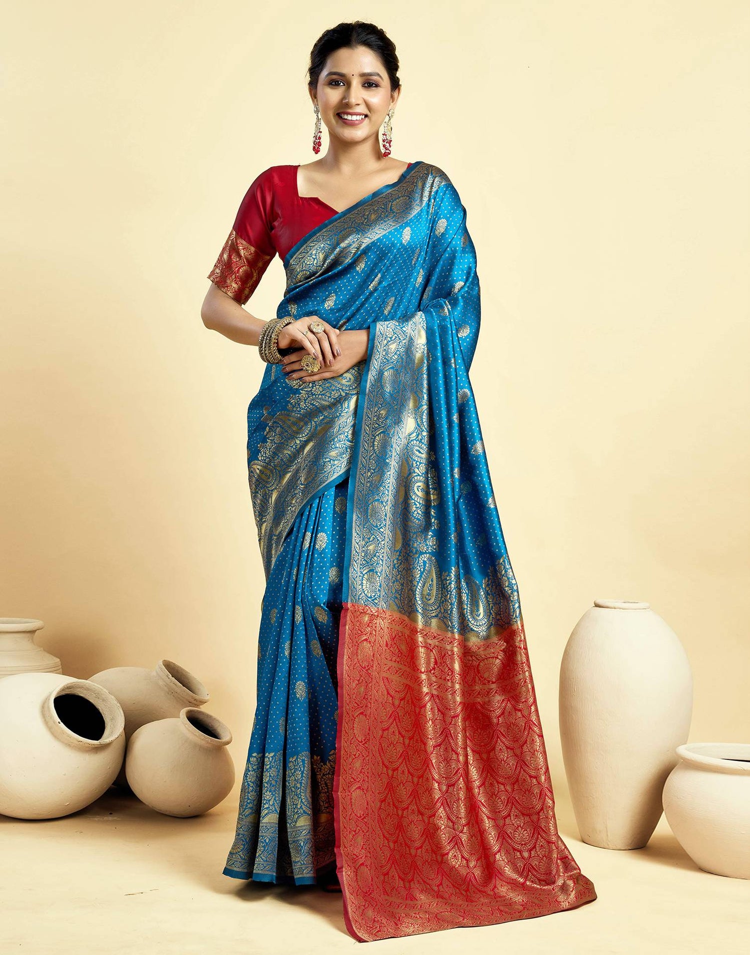 Blue Silk Woven Banarasi Saree