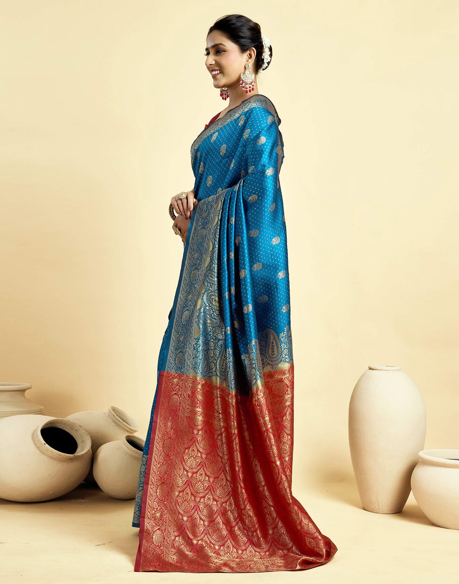 Blue Silk Woven Banarasi Saree