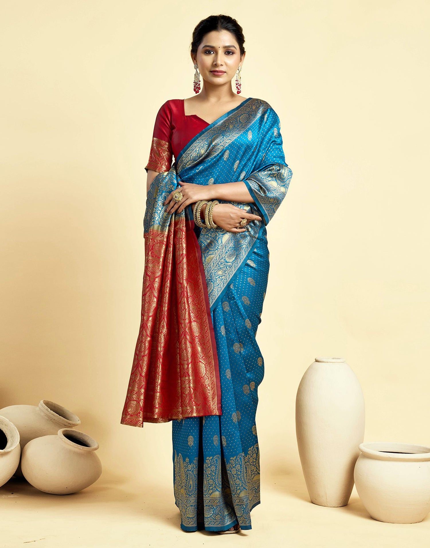 Blue Silk Woven Banarasi Saree