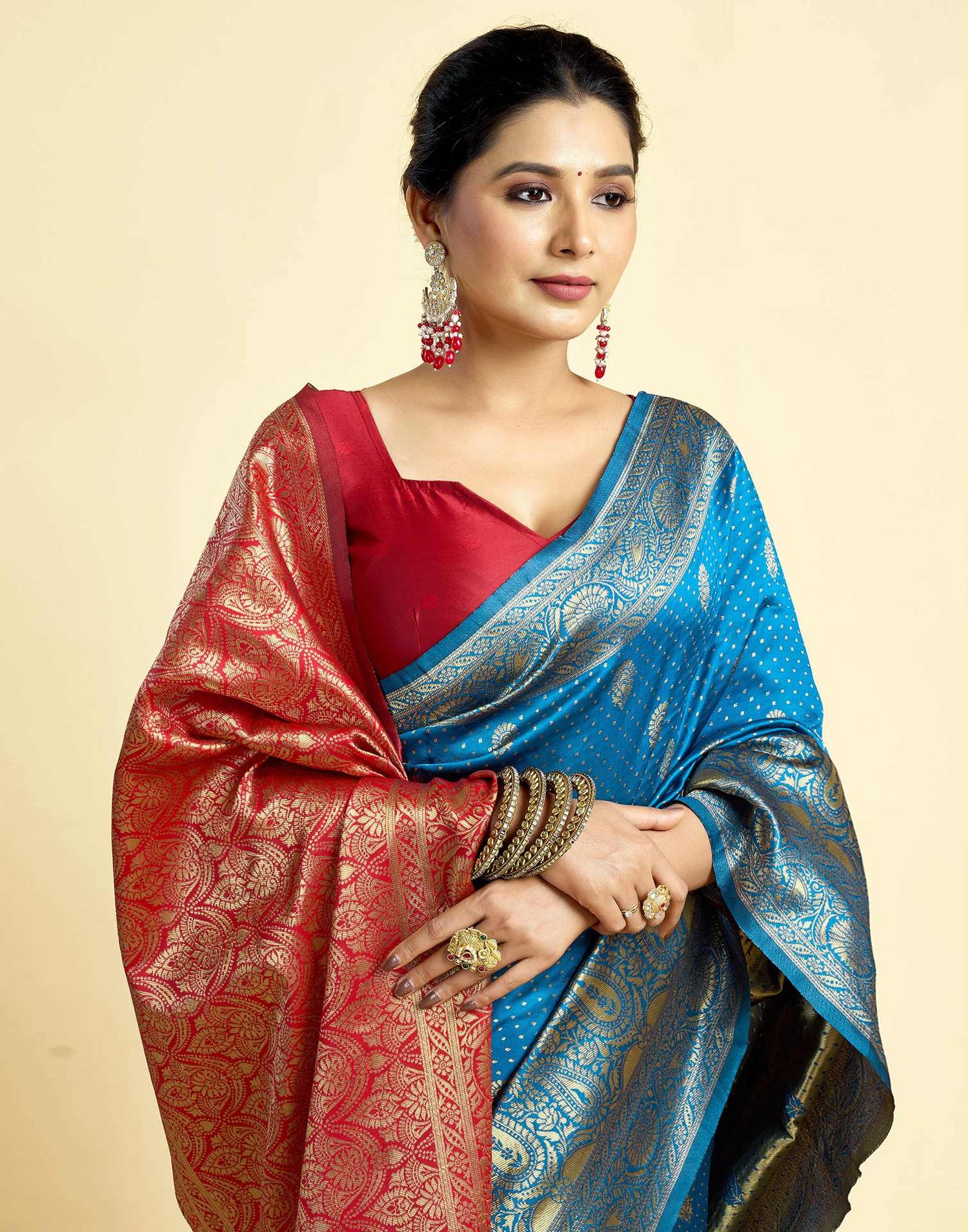 Blue Silk Woven Banarasi Saree