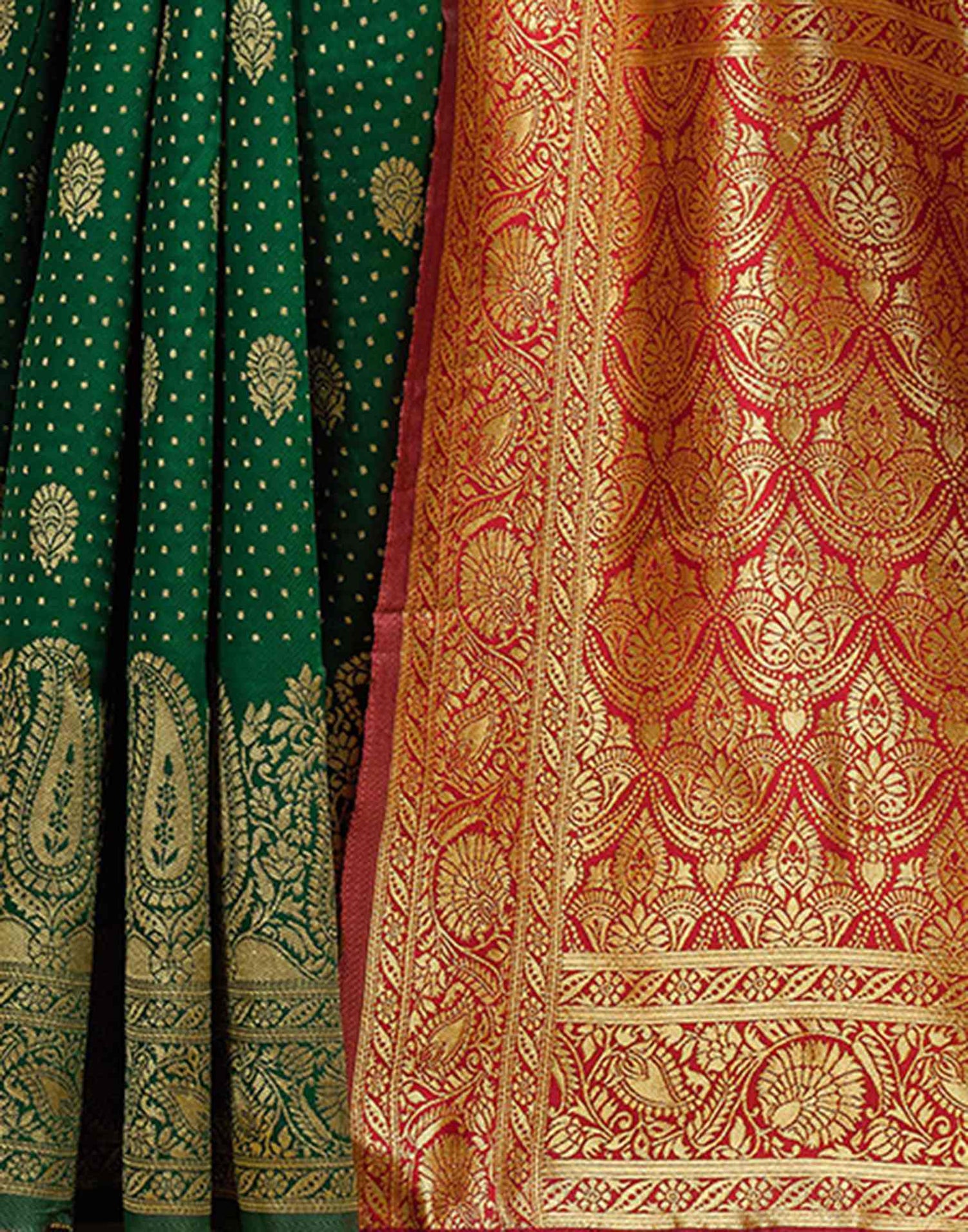 Dark Green Silk Woven Banarasi Saree