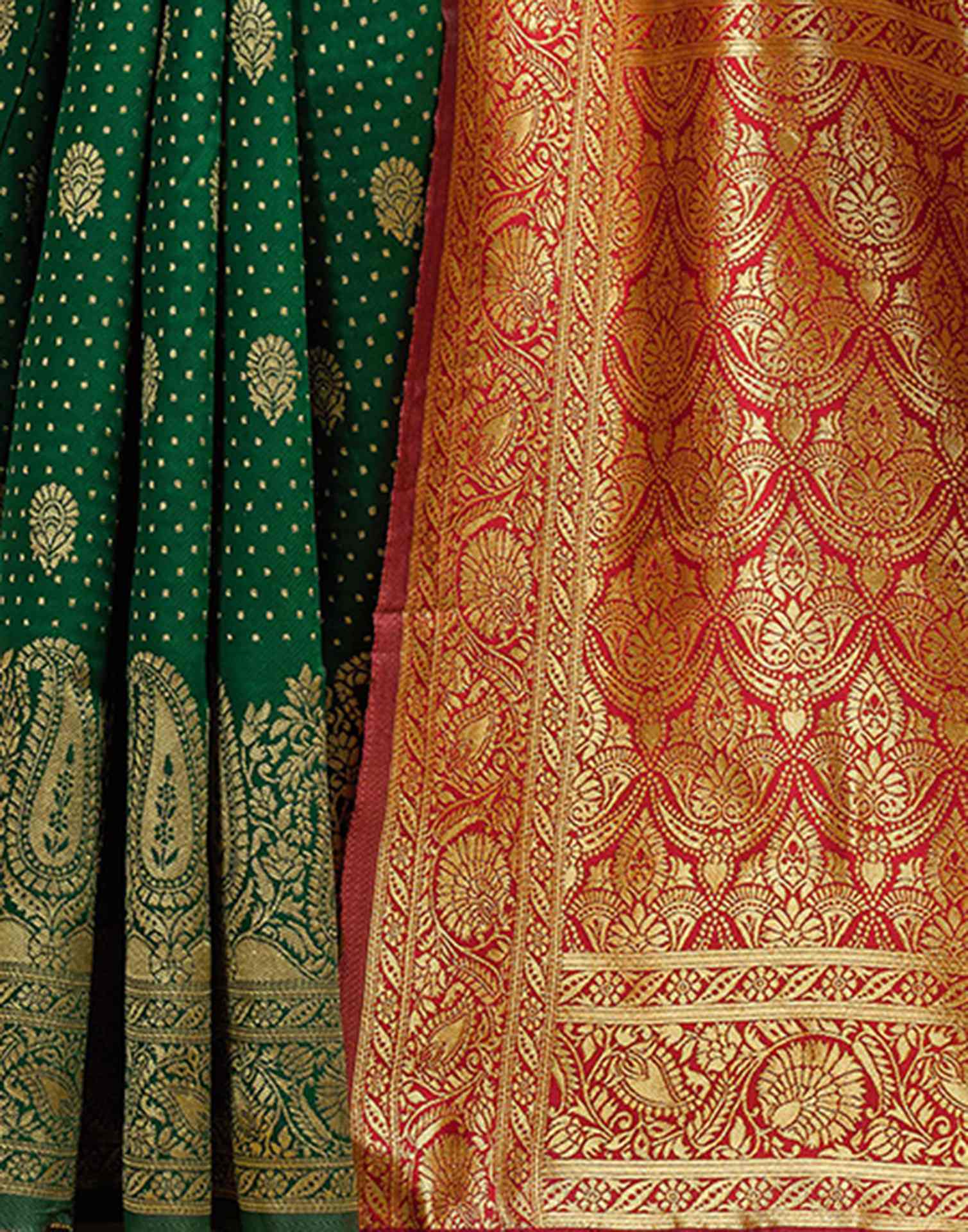 Dark Green Silk Woven Banarasi Saree