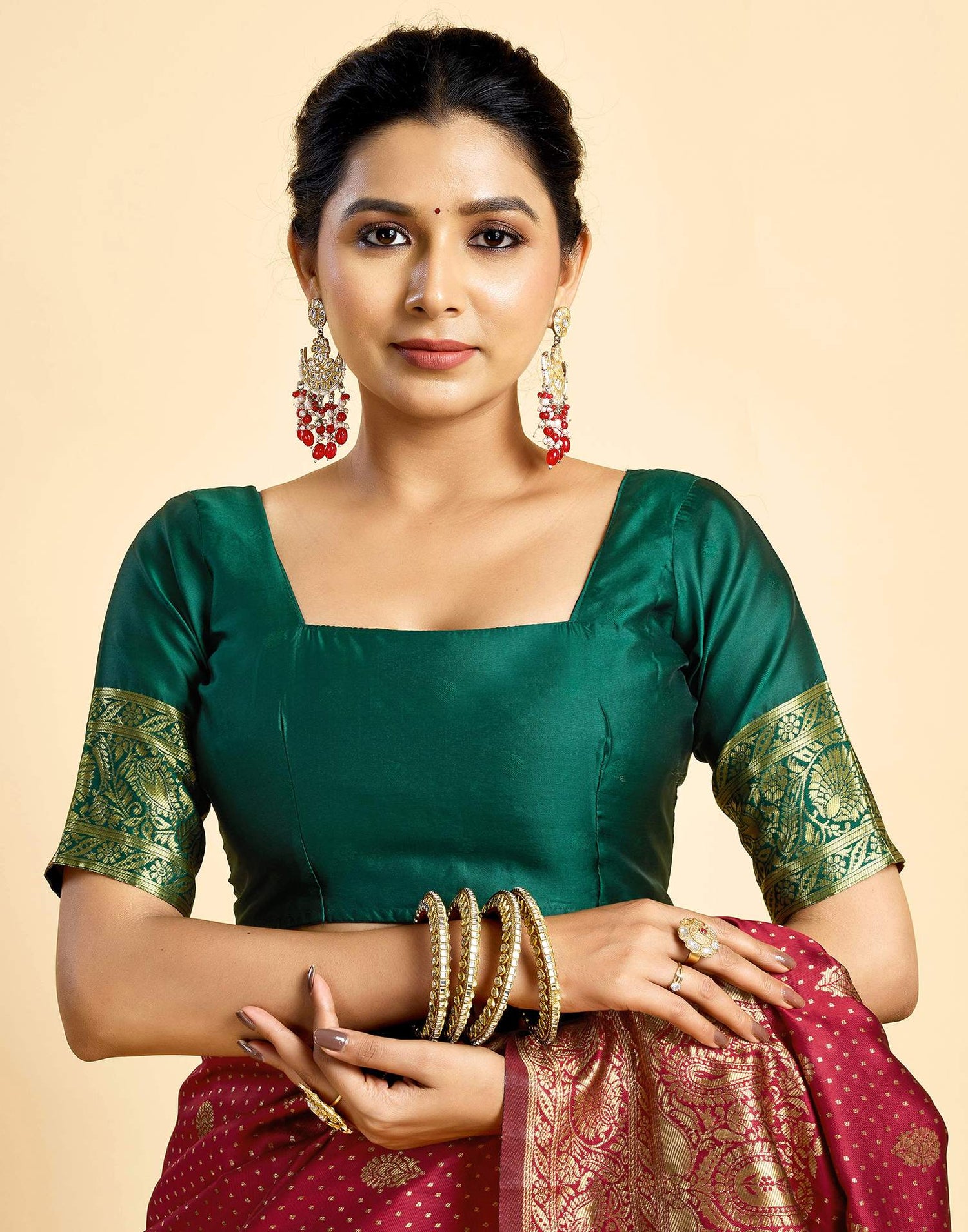 Maroon Silk Woven Banarasi Saree