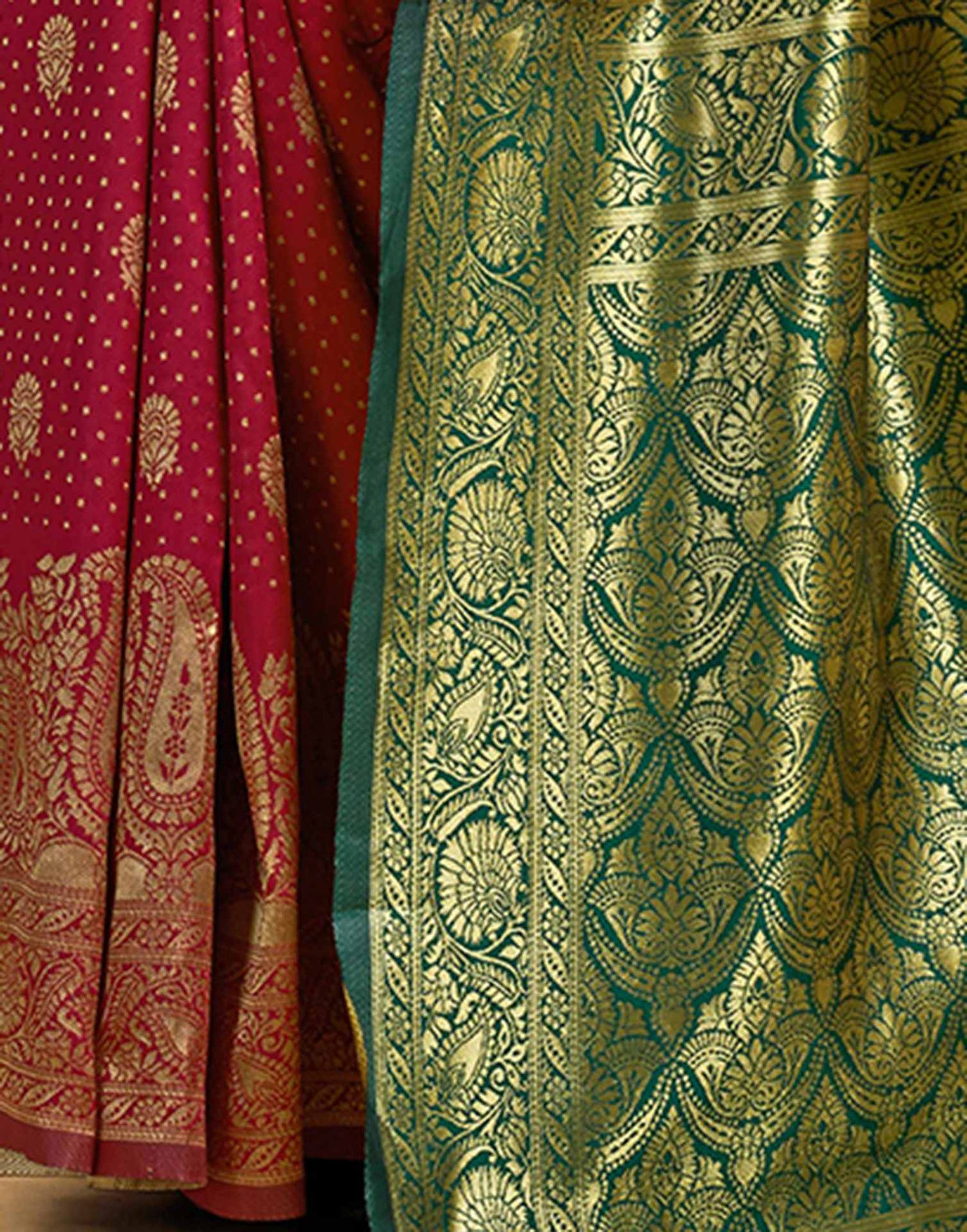 Maroon Silk Woven Banarasi Saree