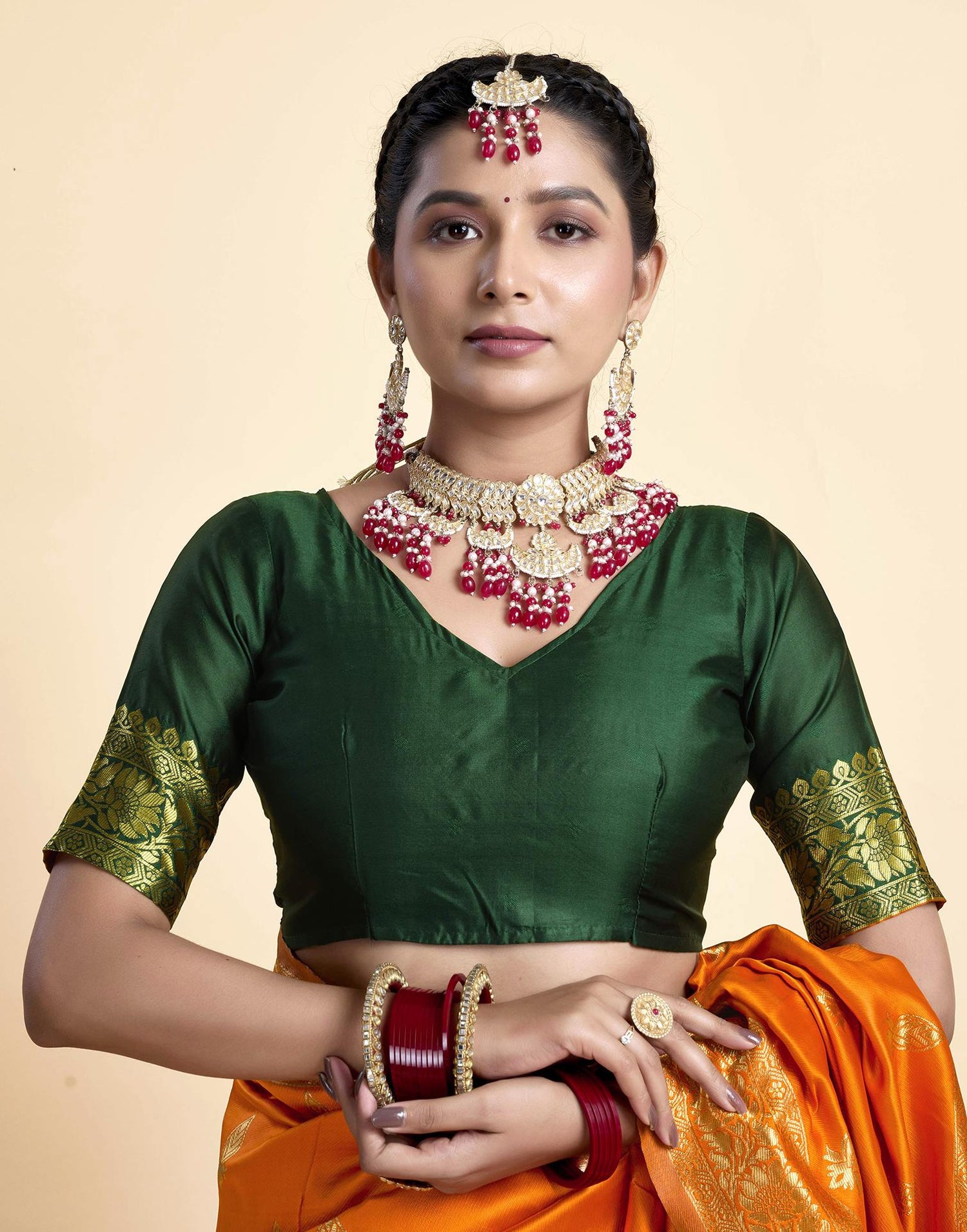 Orange Silk Woven Banarasi Saree