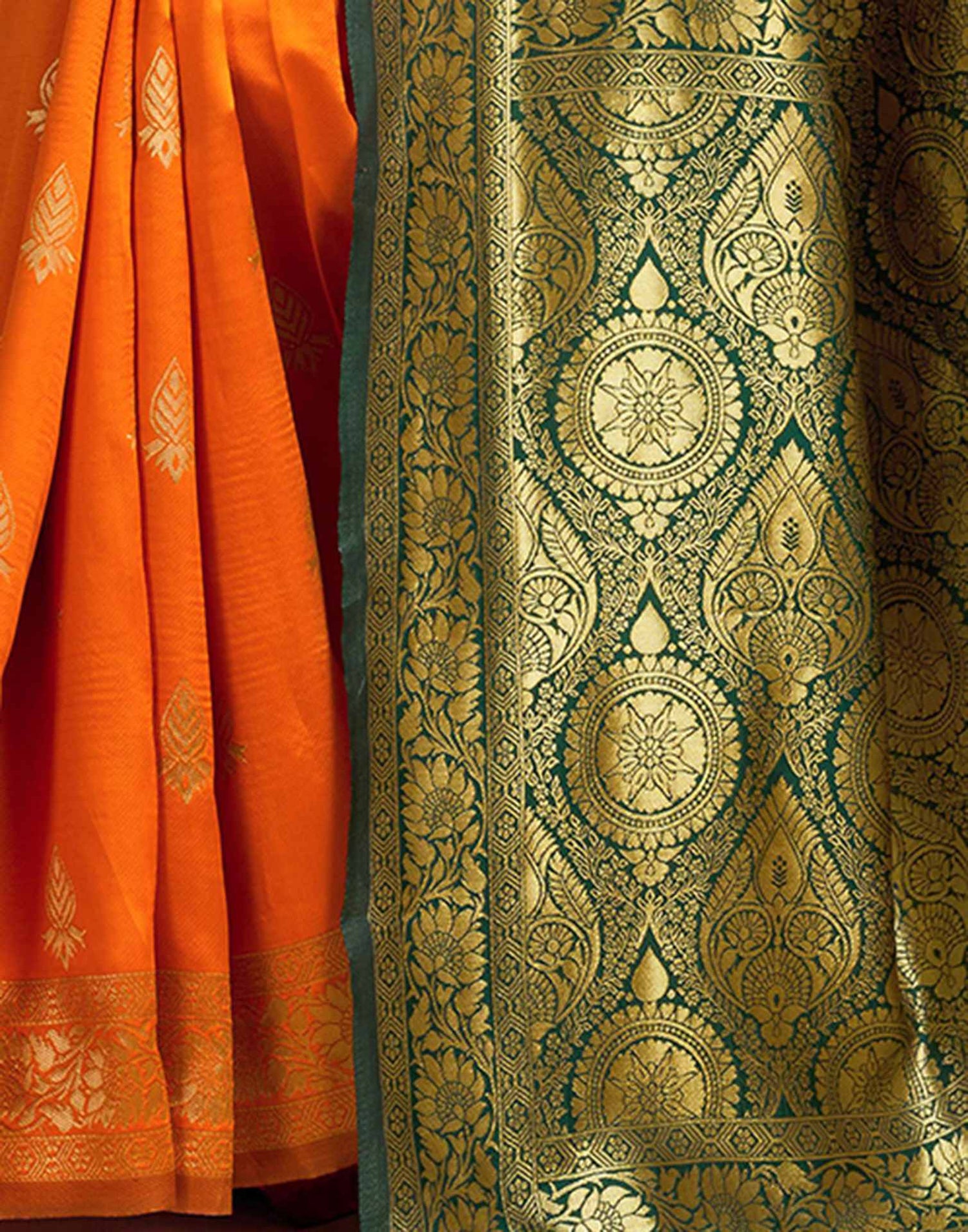 Orange Silk Woven Banarasi Saree