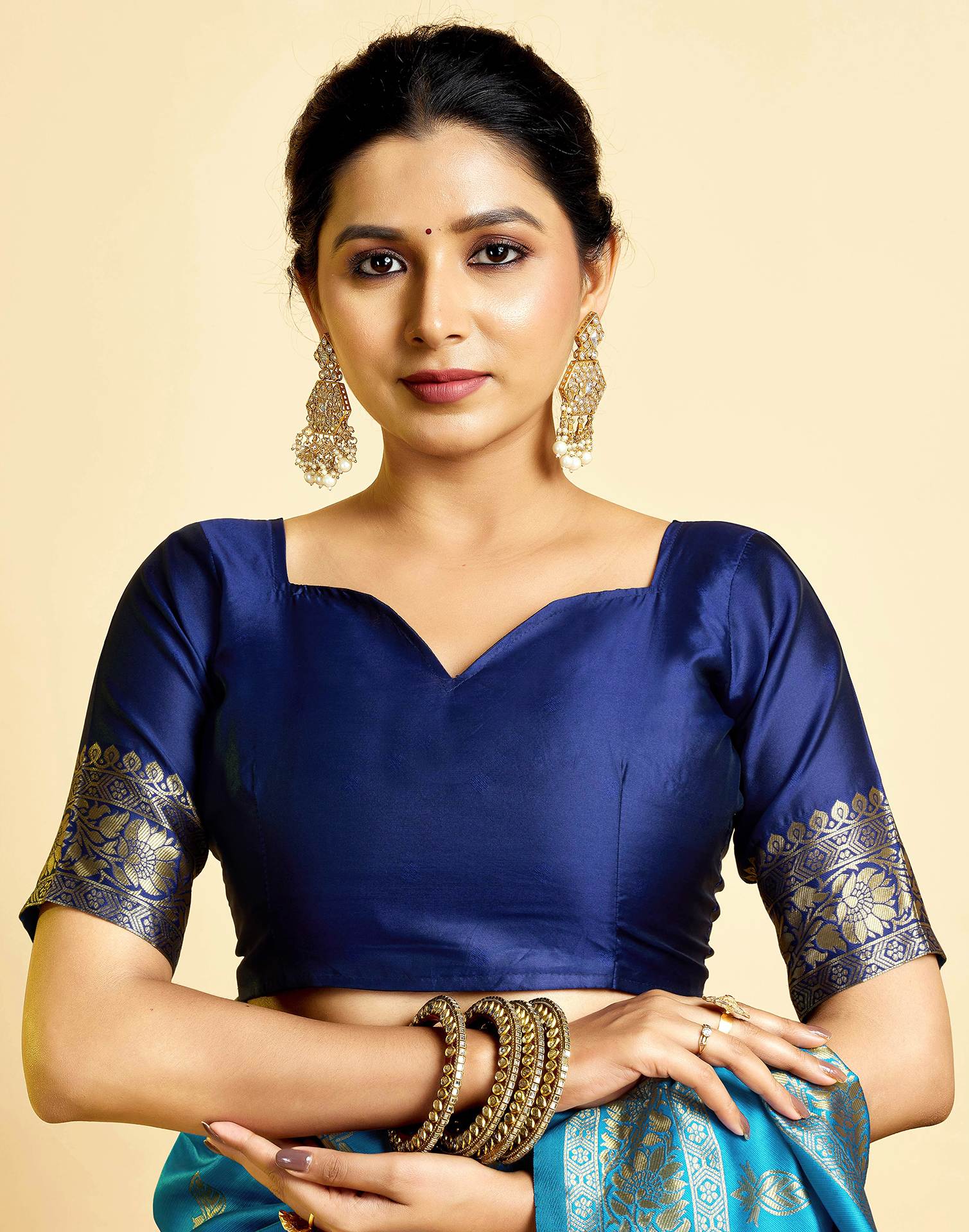 Teal Blue Silk Woven Banarasi Saree