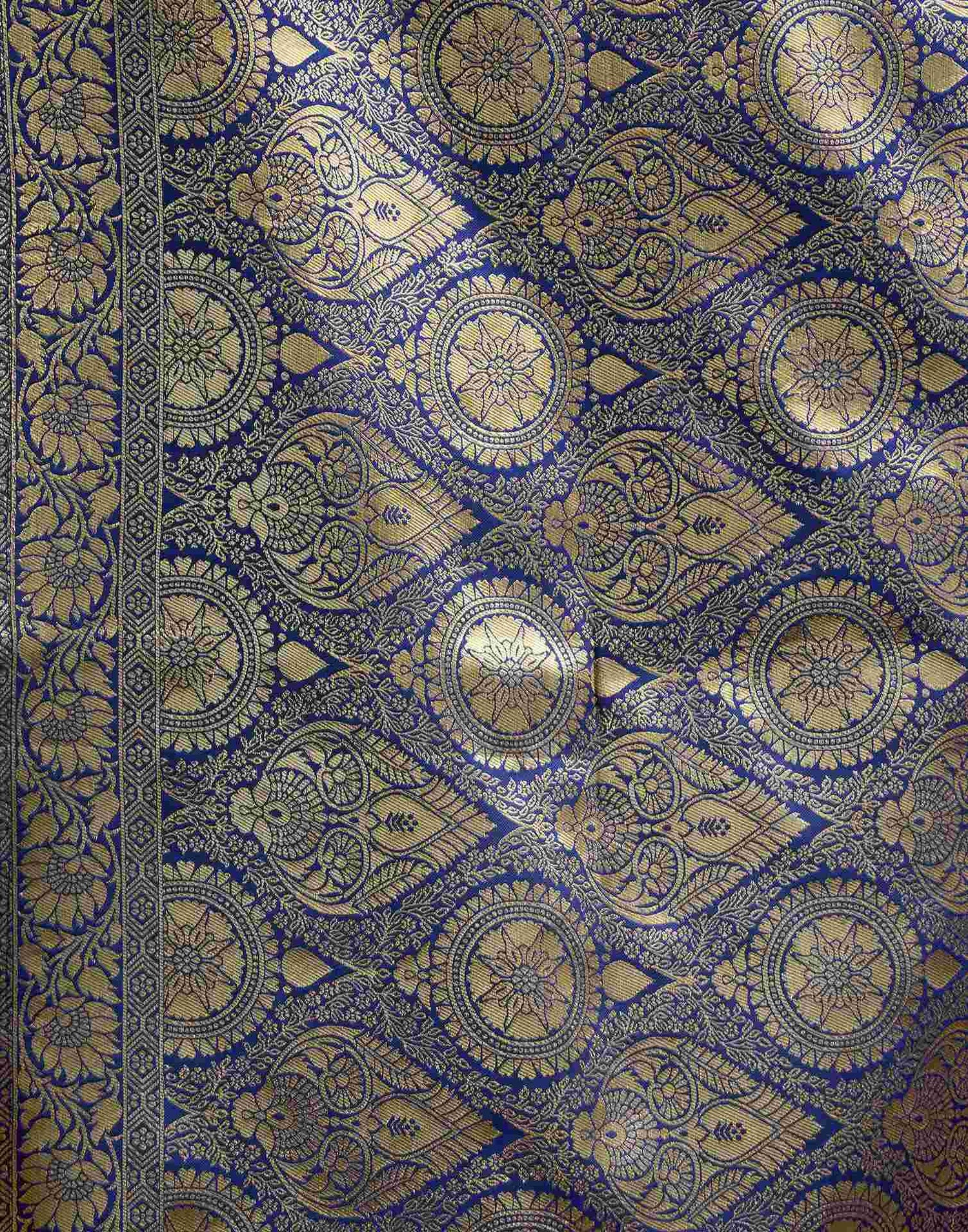 Teal Blue Silk Woven Banarasi Saree