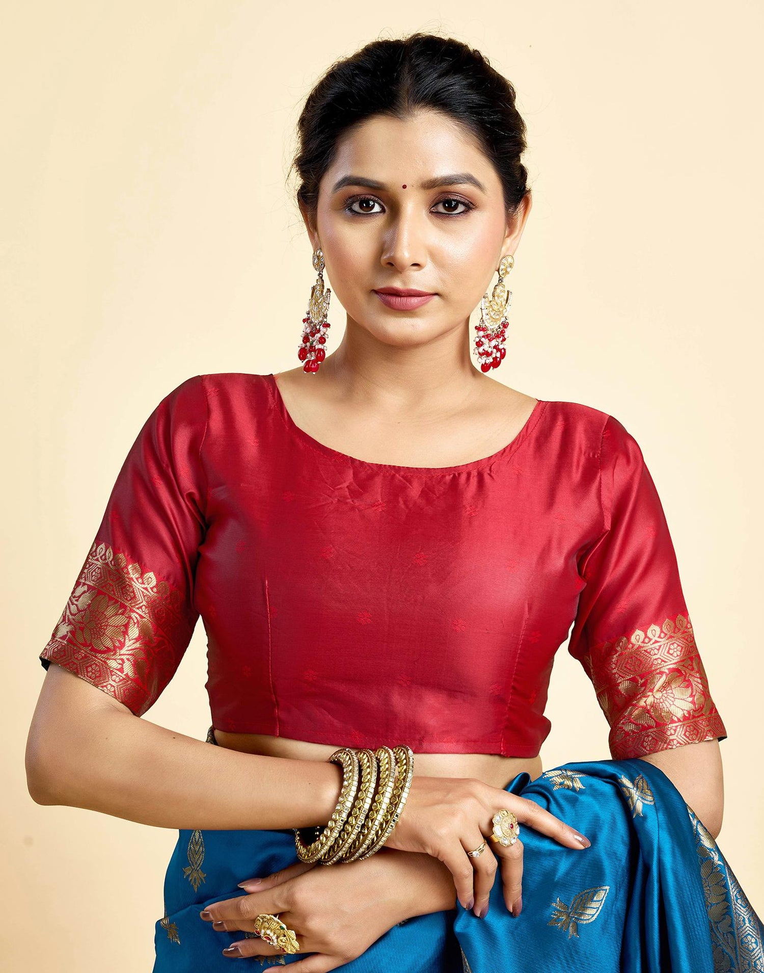 Rama Blue Silk Woven Banarasi Saree