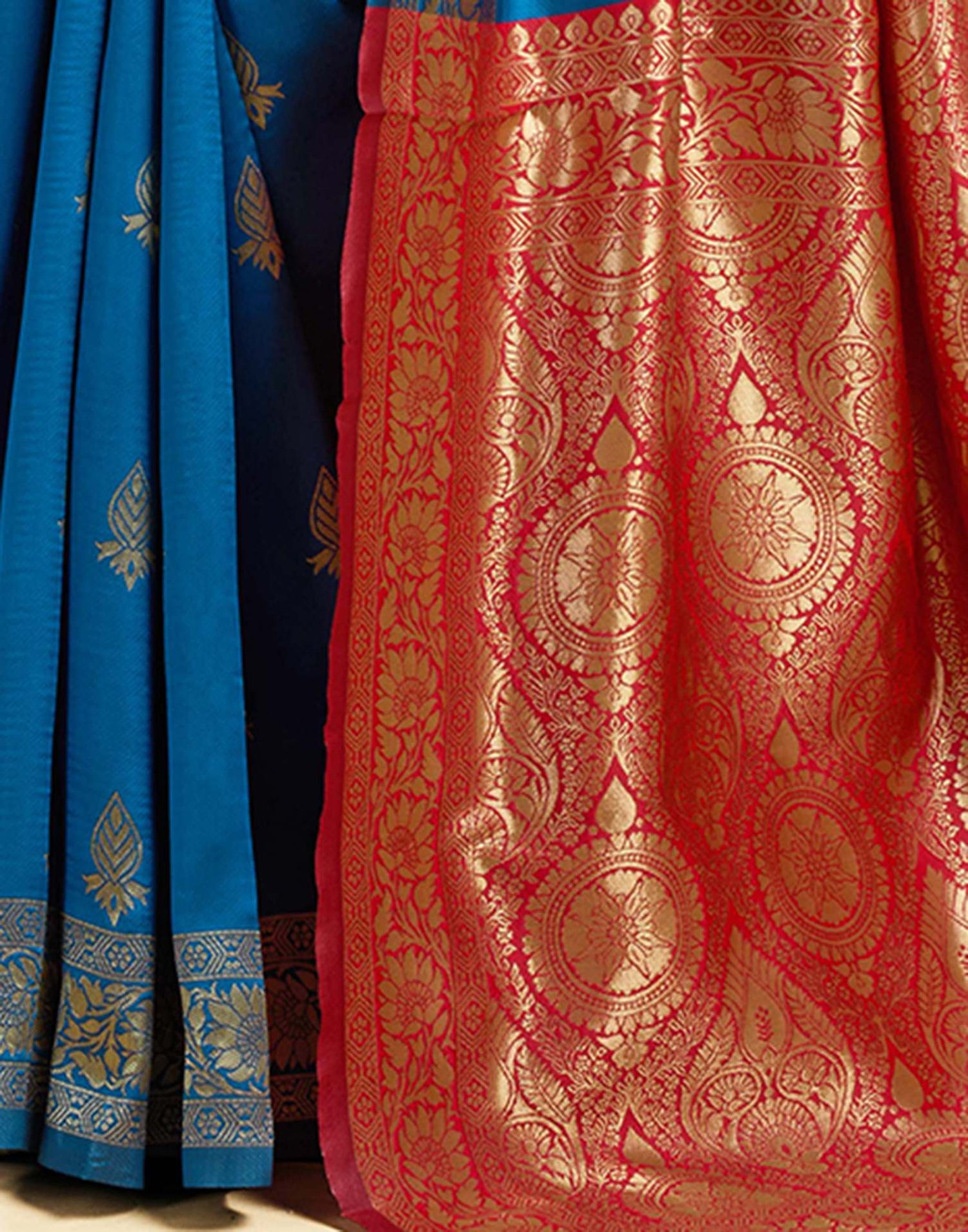 Rama Blue Silk Woven Banarasi Saree