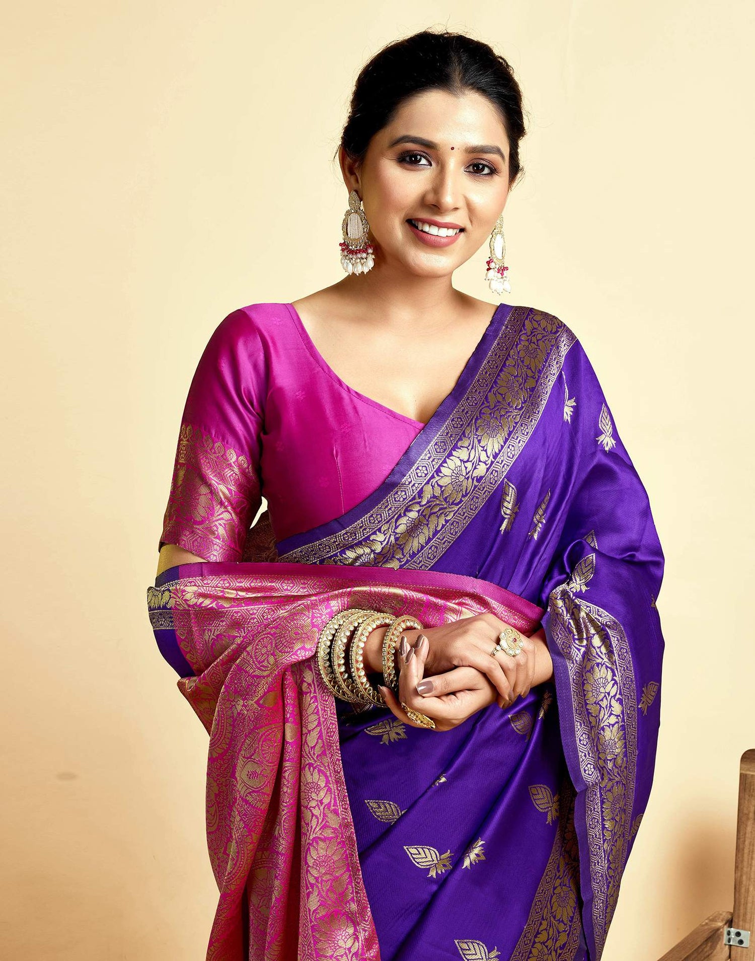 Violet Silk Woven Banarasi Saree