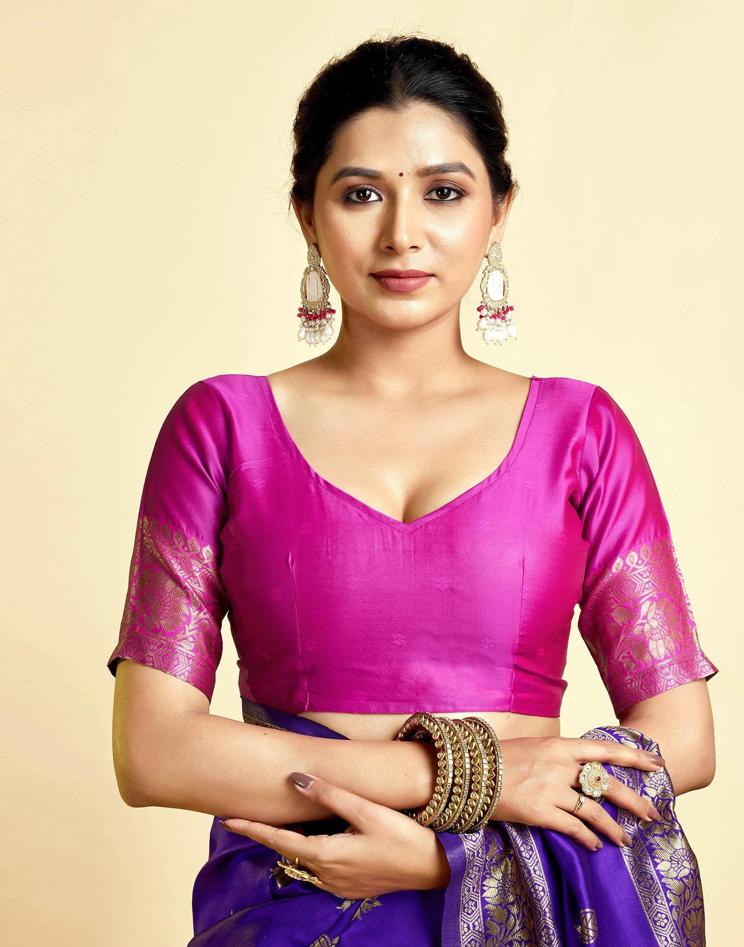 Violet Silk Woven Banarasi Saree