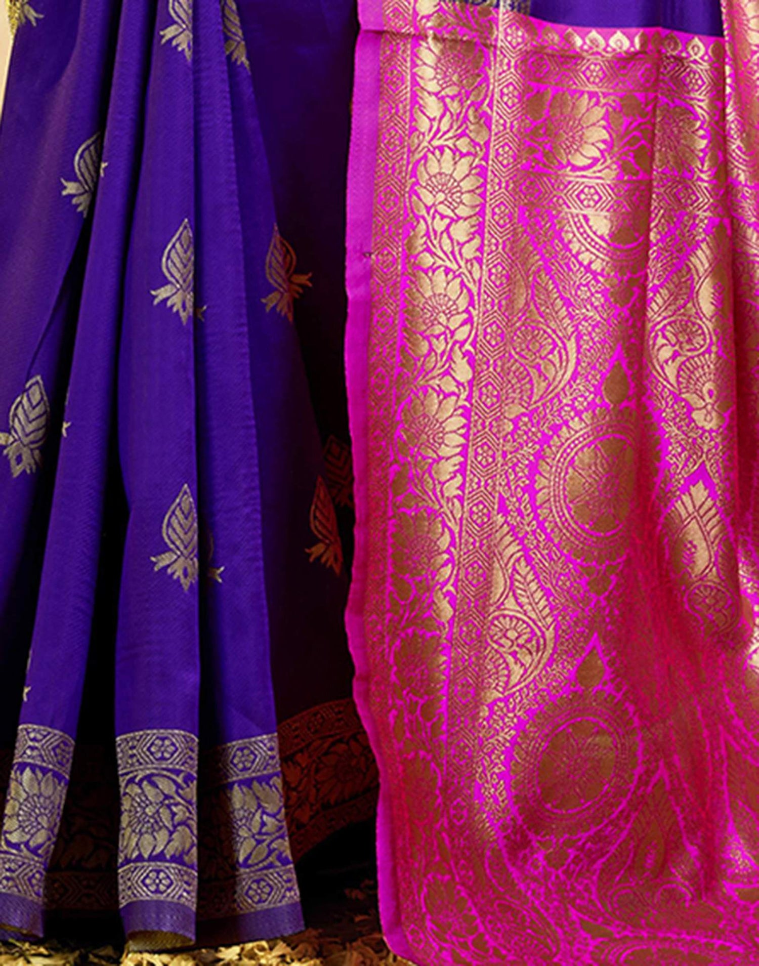 Violet Silk Woven Banarasi Saree
