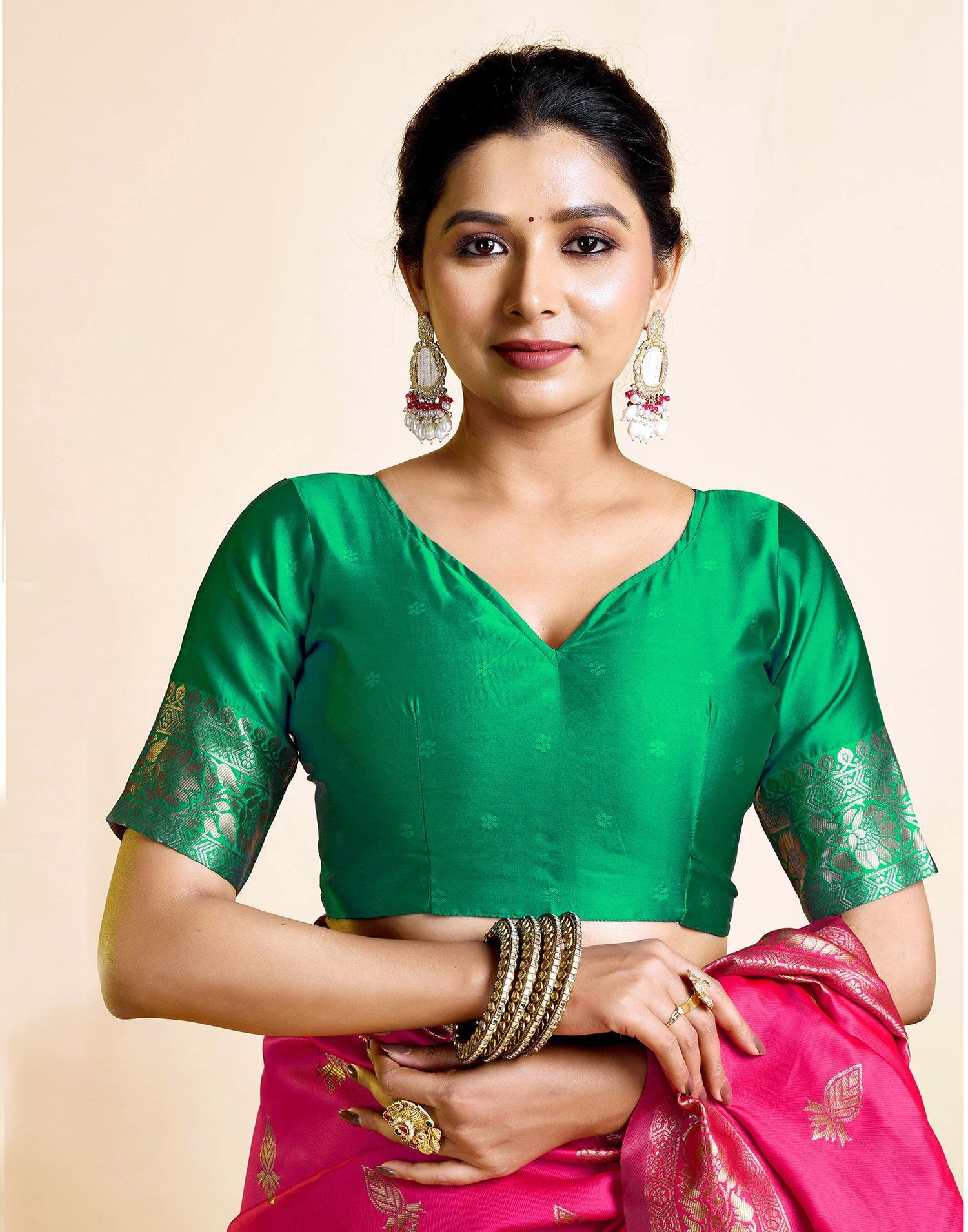 Bright Pink Silk Woven Banarasi Saree