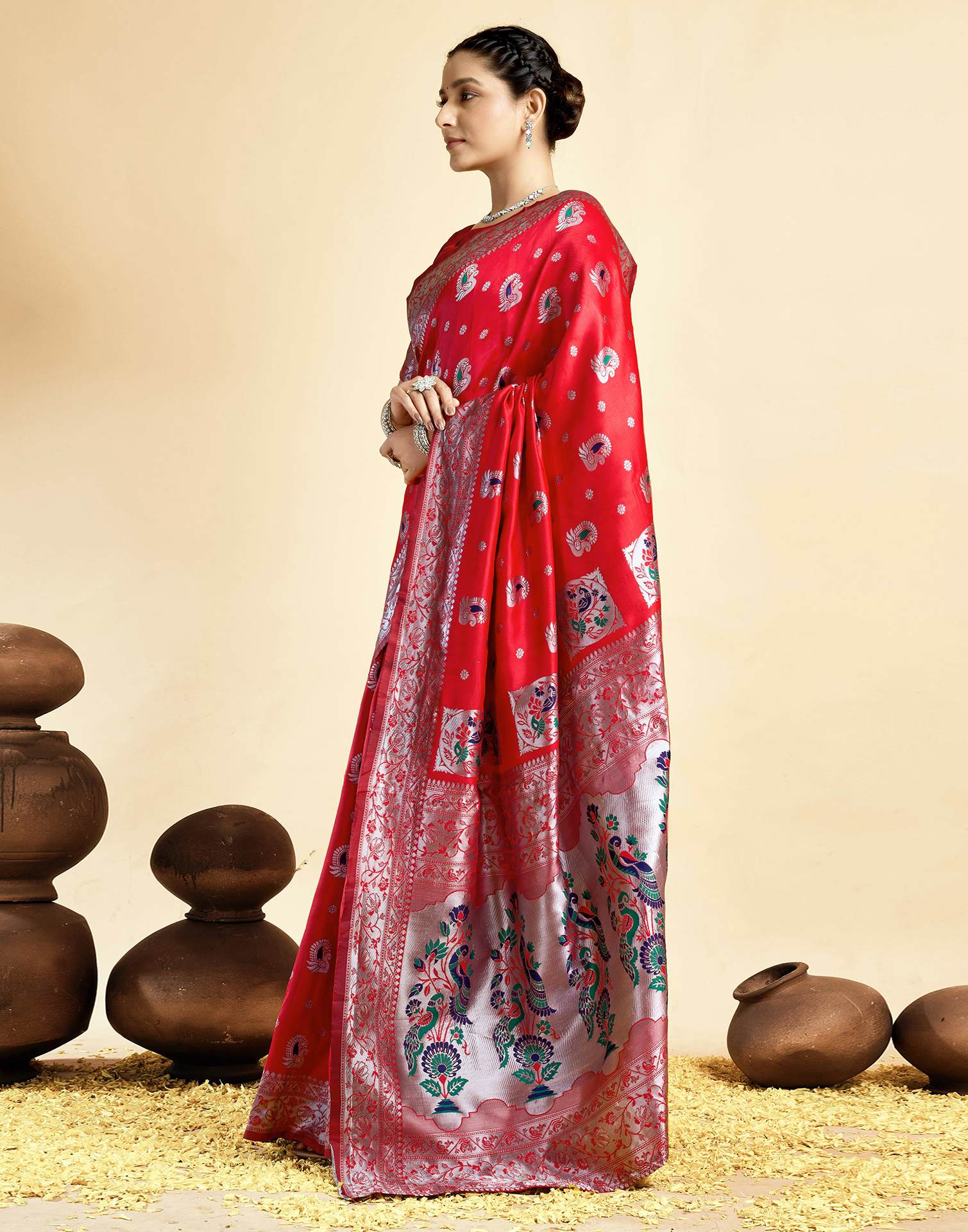 Red Silk Woven Paithani Saree