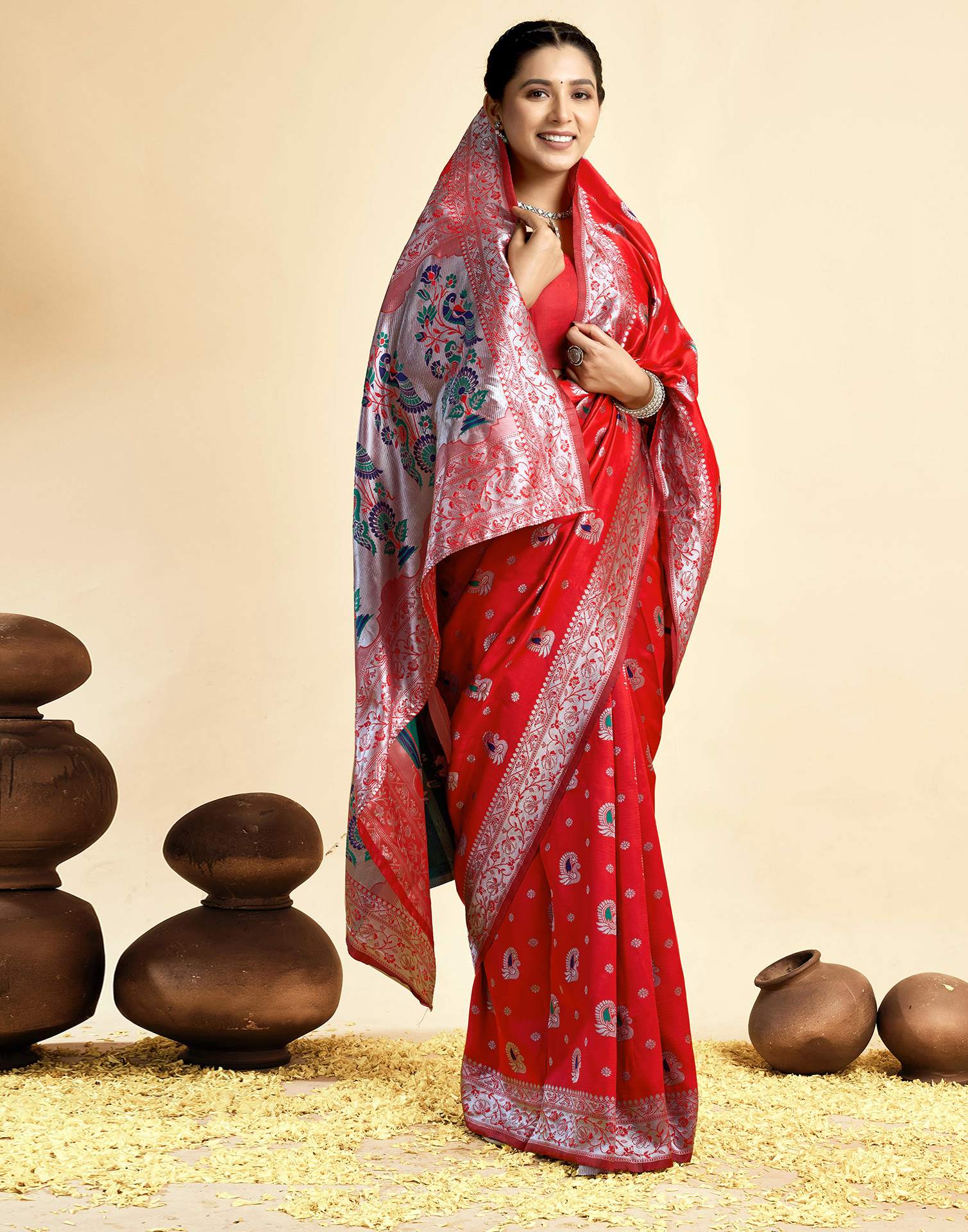 Red Silk Woven Paithani Saree