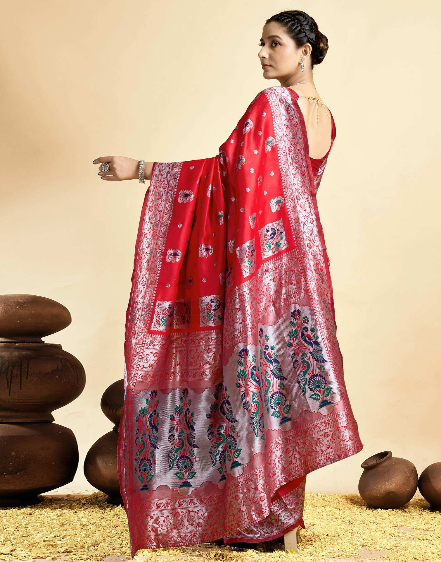Red Silk Woven Paithani Saree