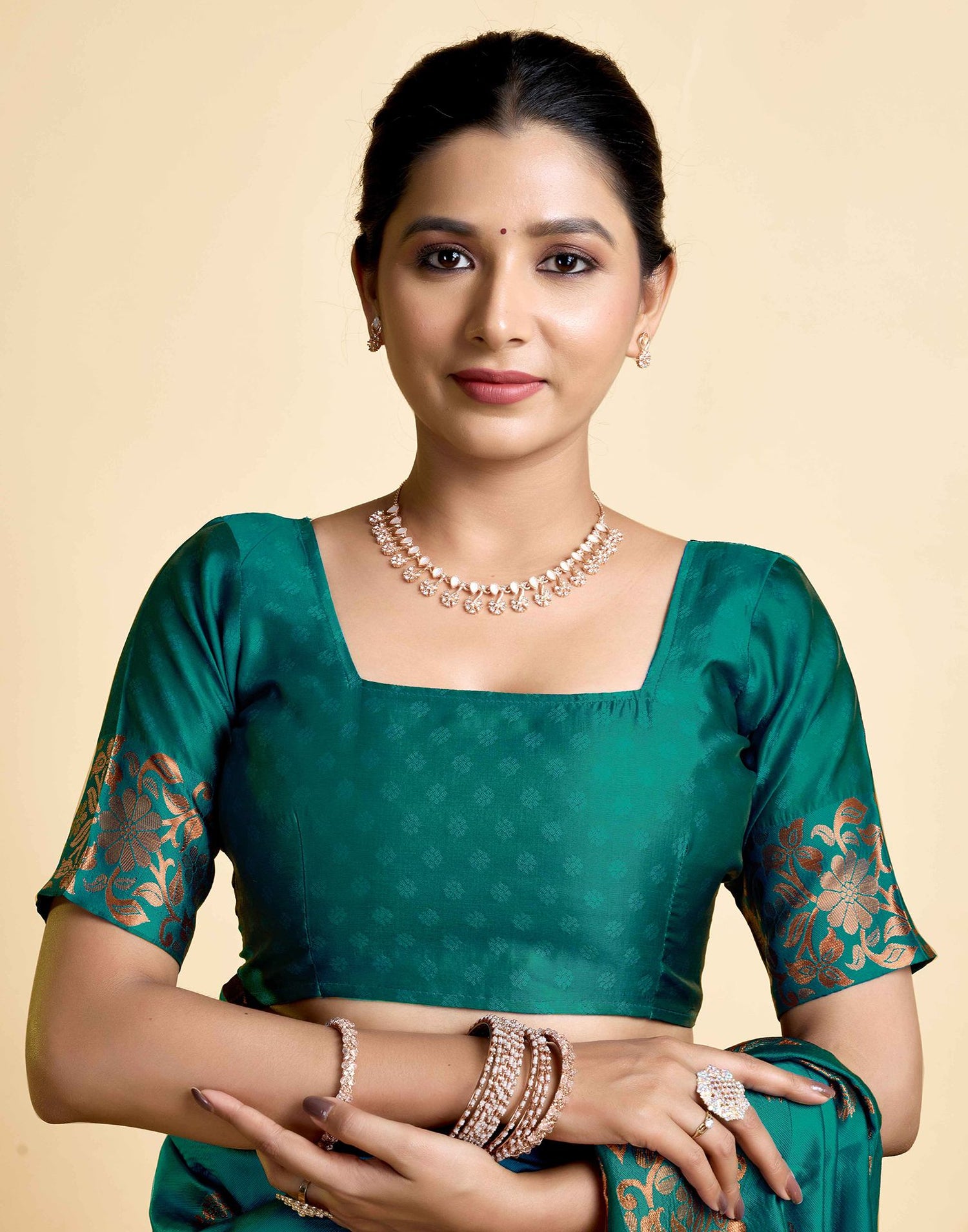 Teal Green Silk Woven Saree