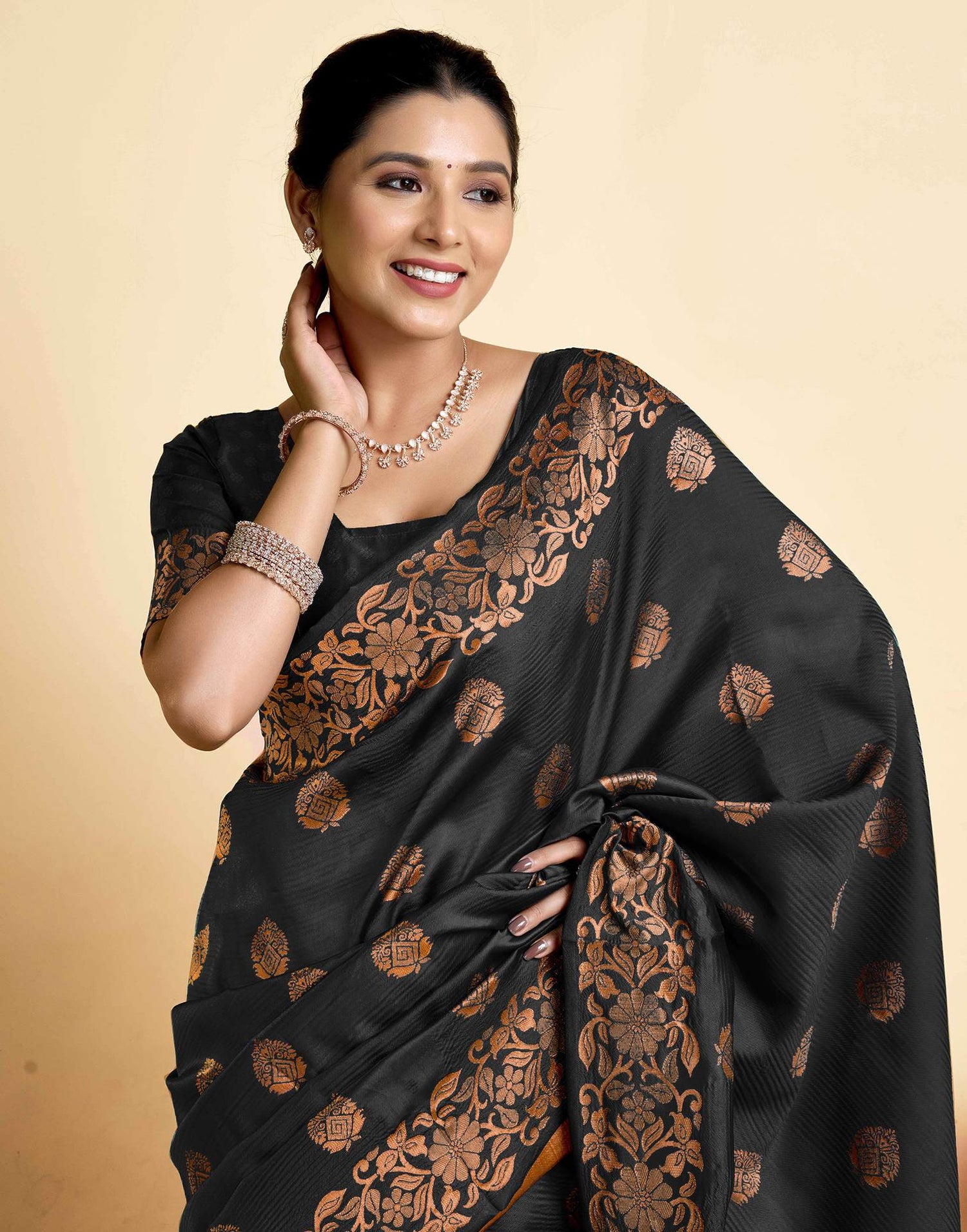 Black Silk Woven Saree
