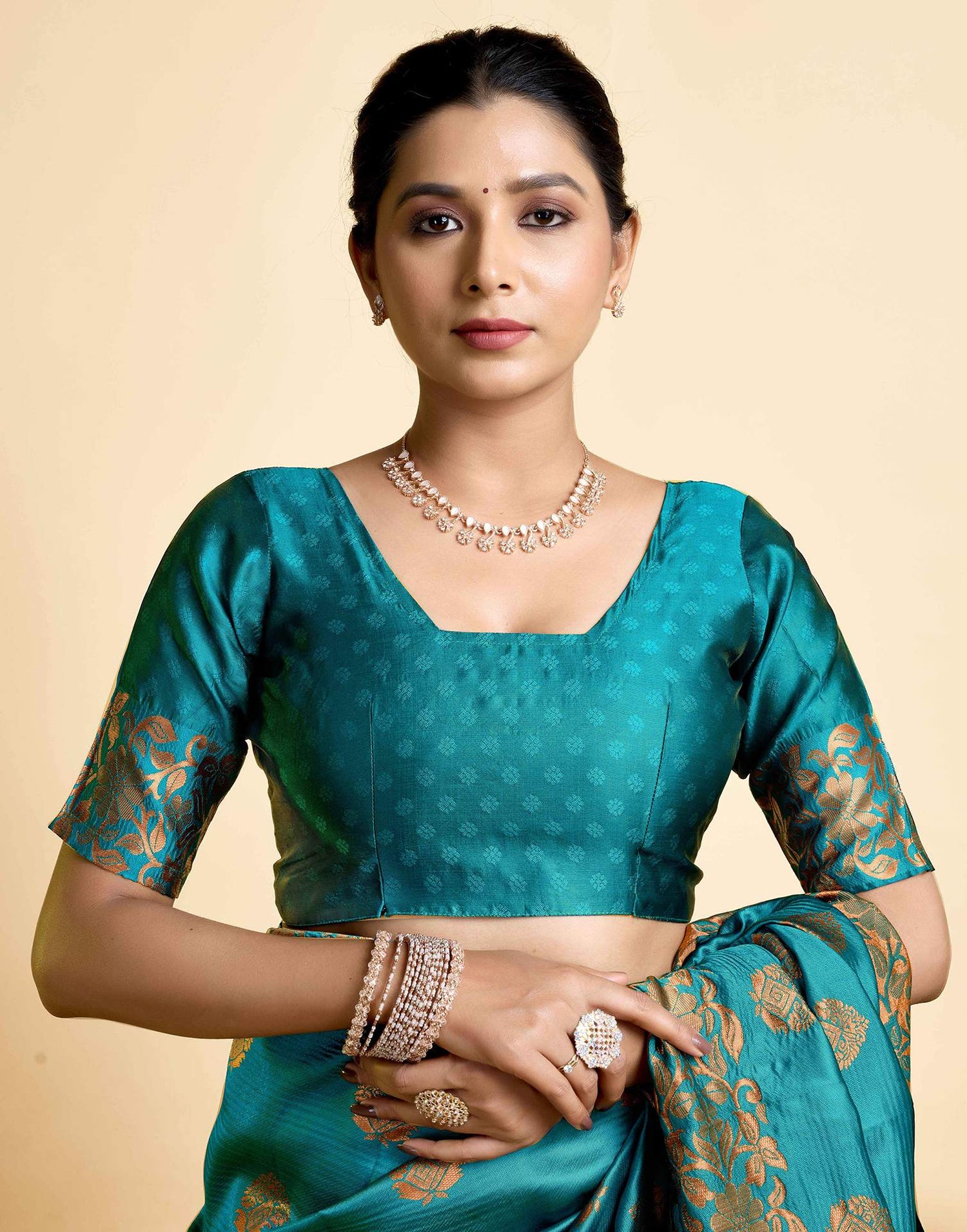 Teal Blue Silk Woven Saree