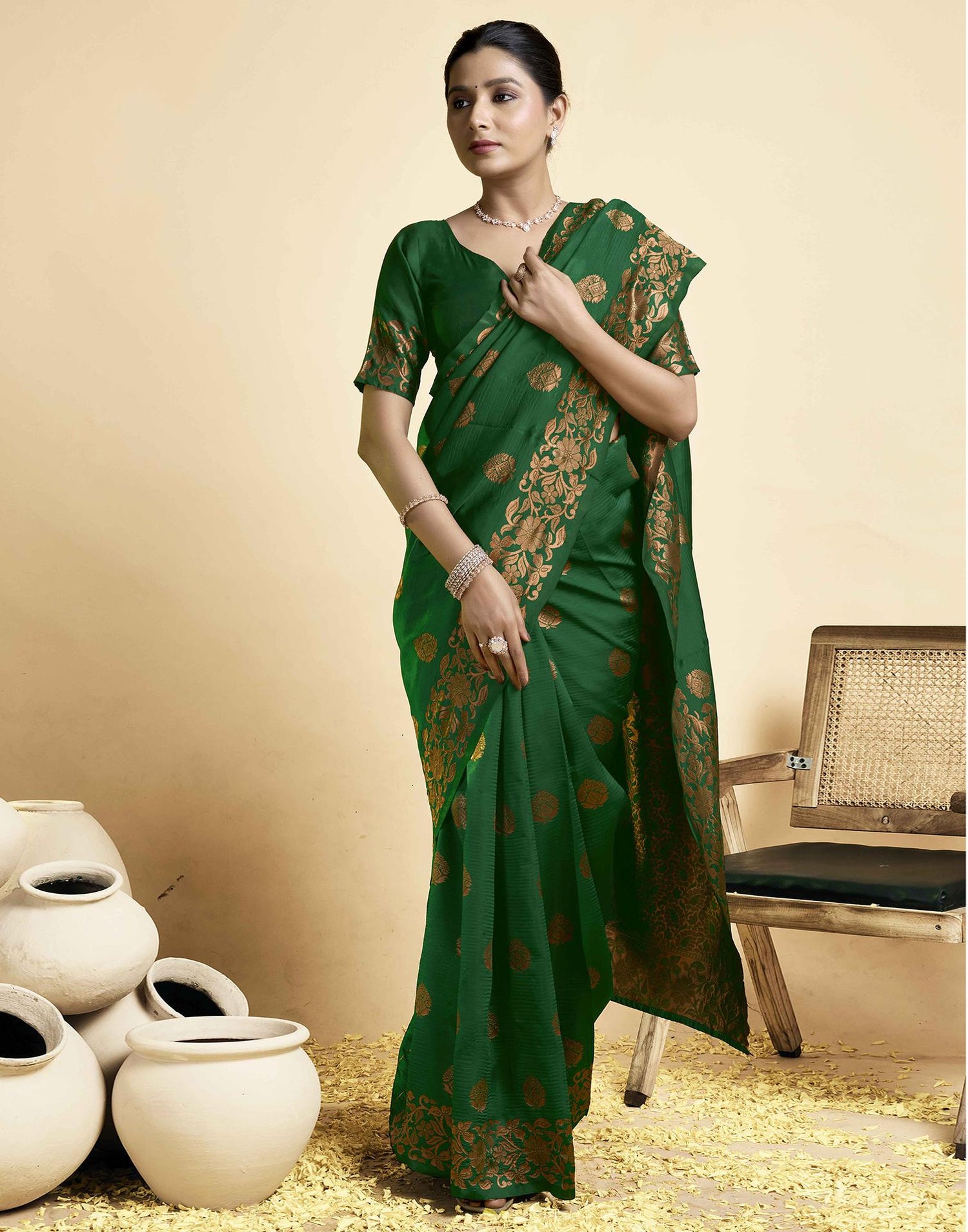 Green Silk Woven Saree