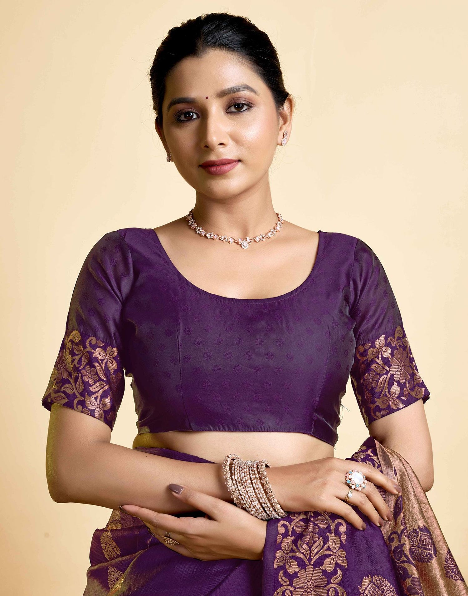 Wine Silk Woven Saree