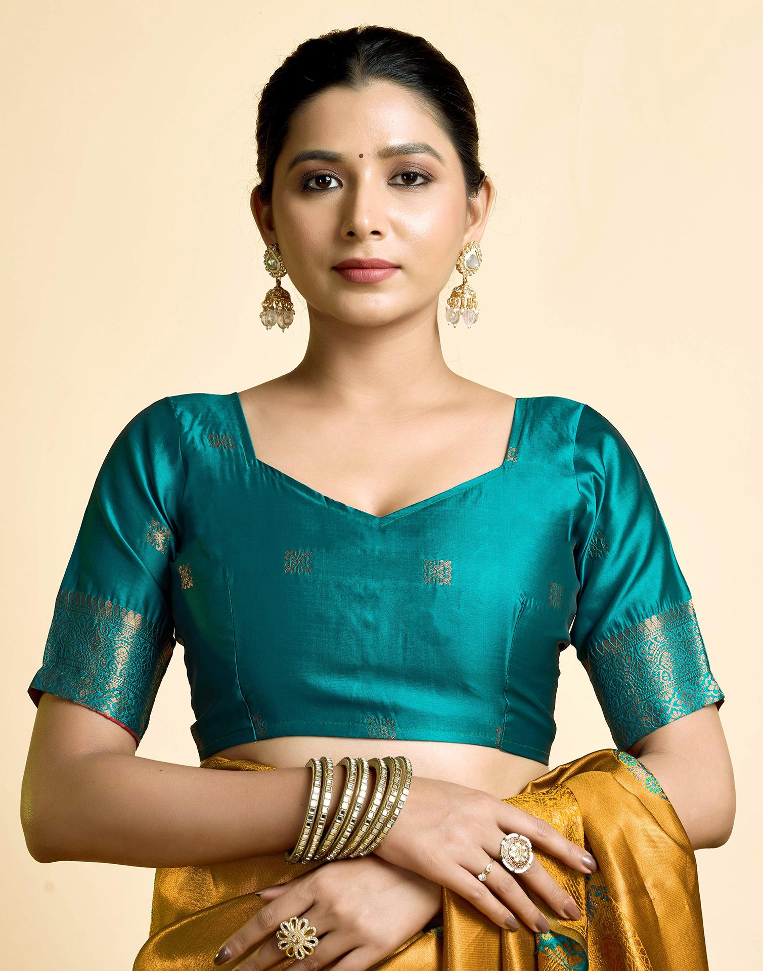 Mustard Yellow Simmer Silk Woven Saree