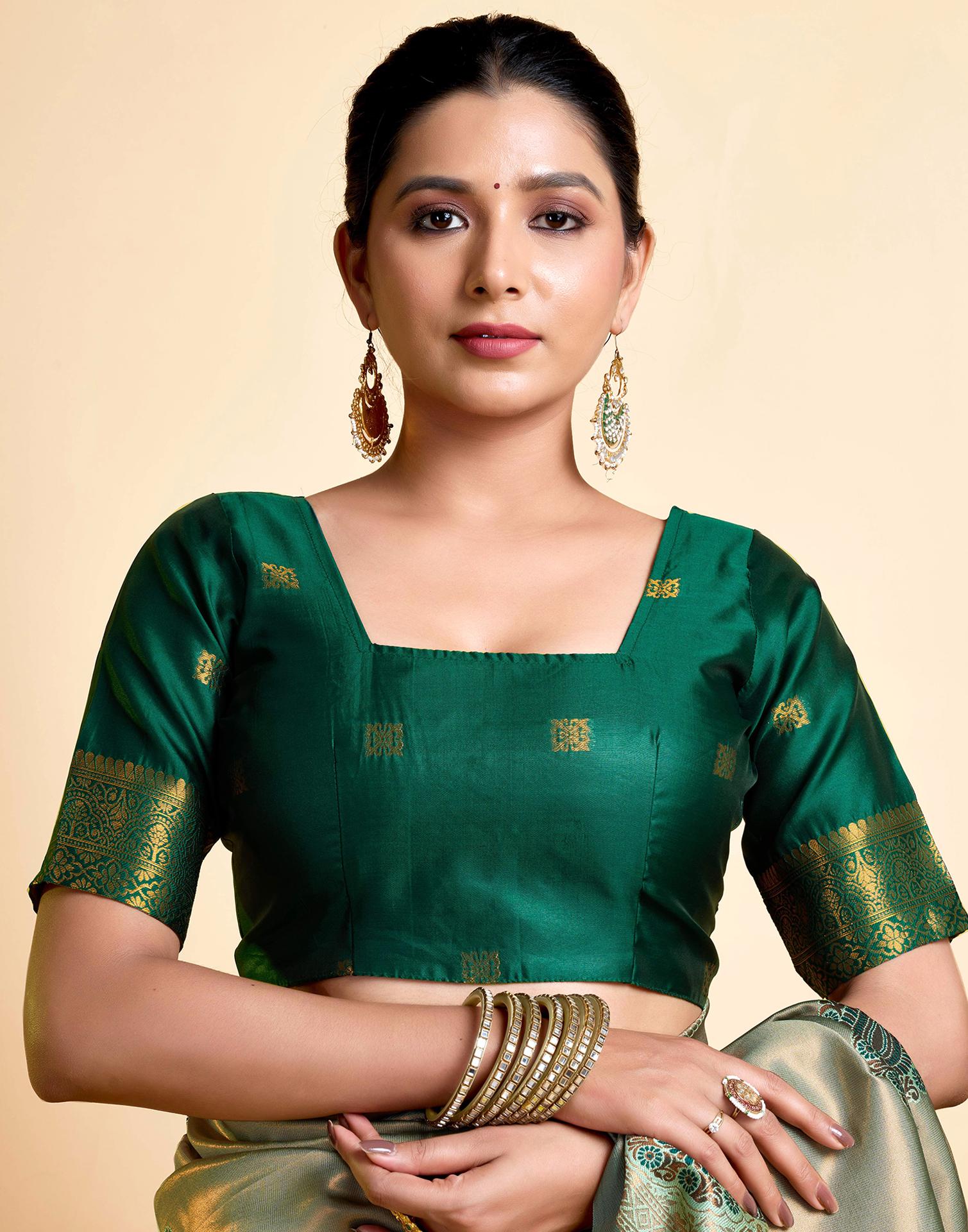 Pista Green Simmer Silk Woven Saree