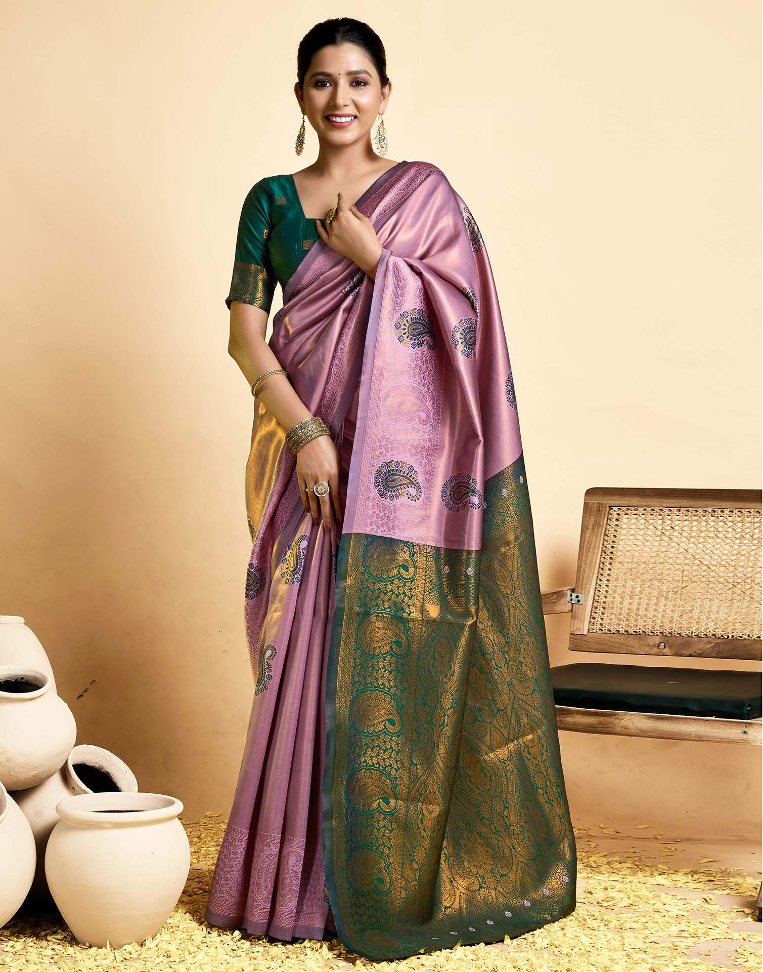 Mauve Simmer Silk Woven Saree