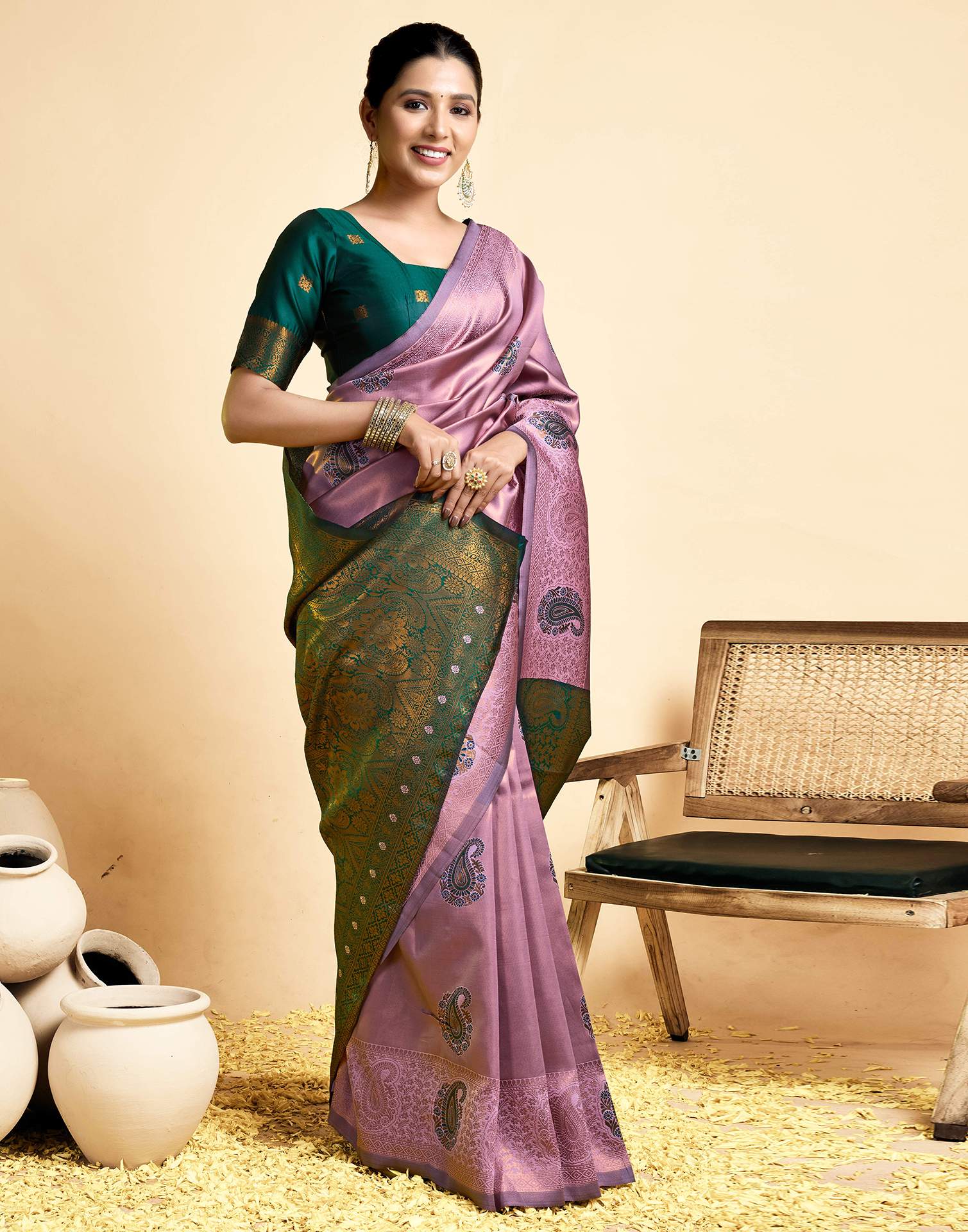 Mauve Simmer Silk Woven Saree